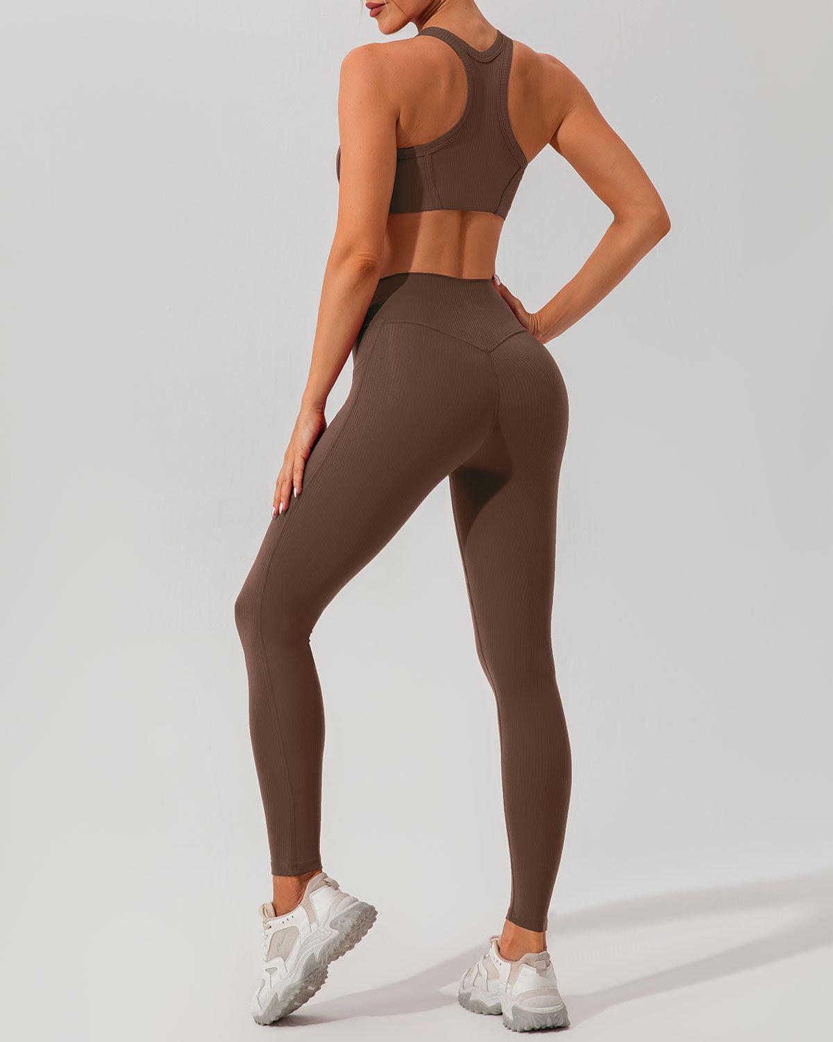 Brown I-back Yoga Tank Top Product Image