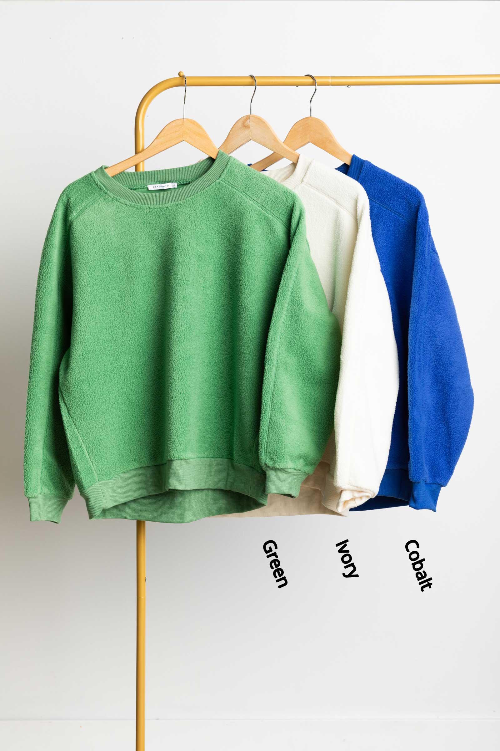 Reversed Fleece Crewneck Terry Pullover Top Product Image