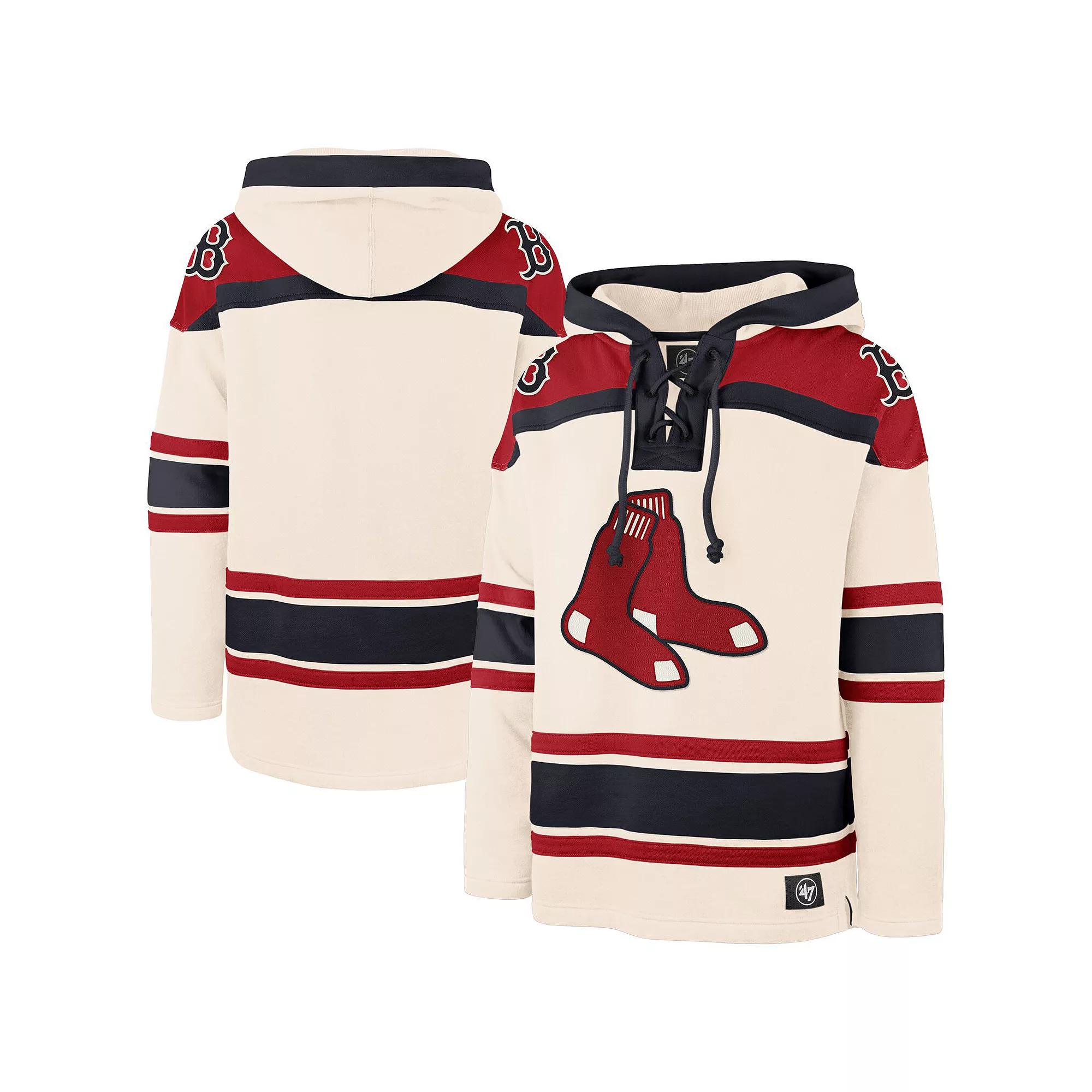Men's '47 Cream Boston Red Sox Superior Lacer Pullover Hoodie, Size: Small, Beige Product Image