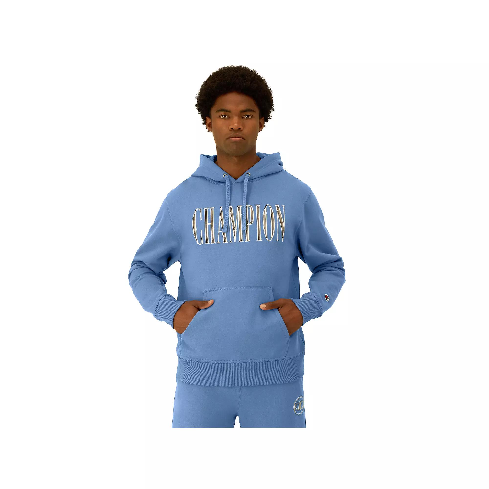 Men's Champion® Powerblend Graphic Hoodie, Size: XL, Antique Blue Product Image