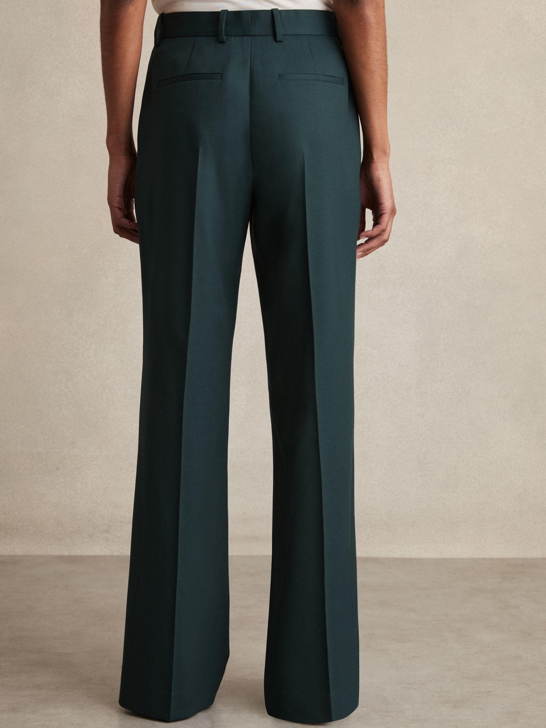 Petite Wool-Blend Wide-Leg Suit Trousers in Green Product Image