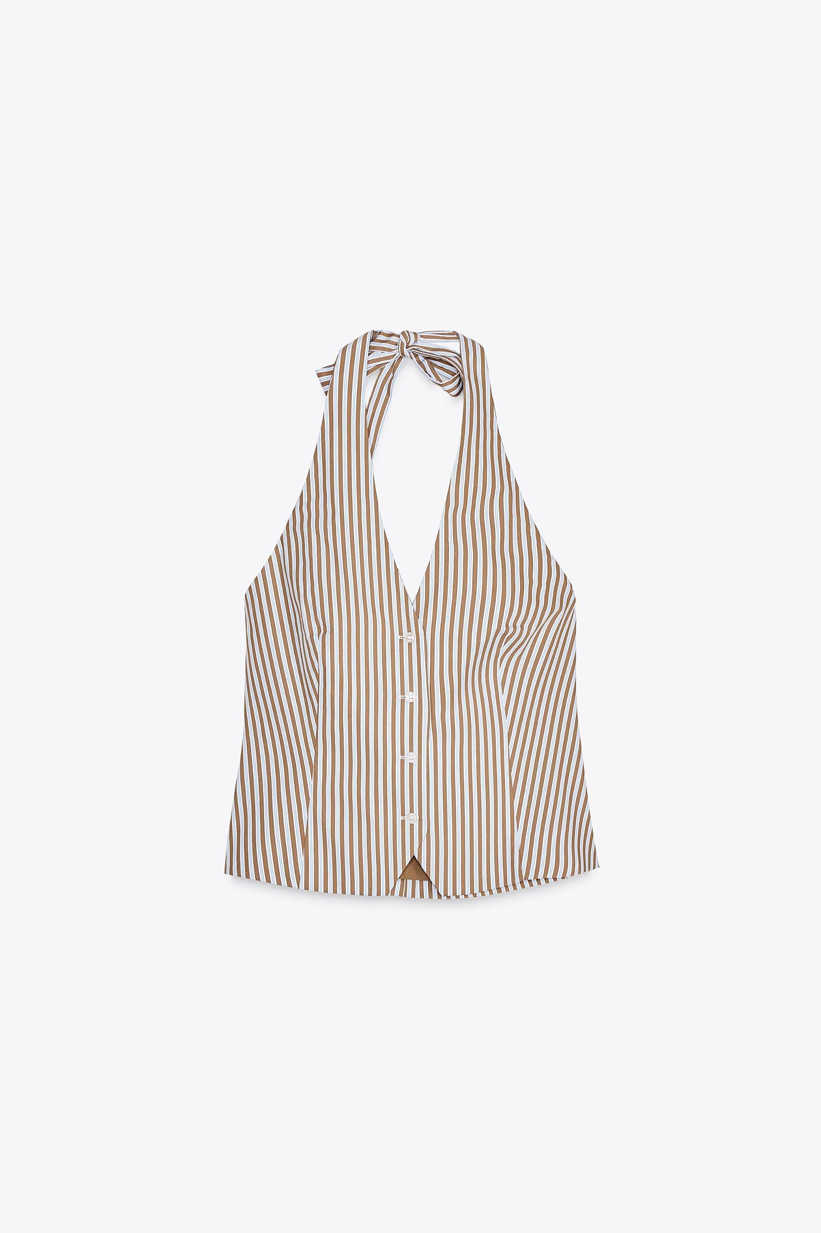 STRIPED HALTER VEST TOP Product Image