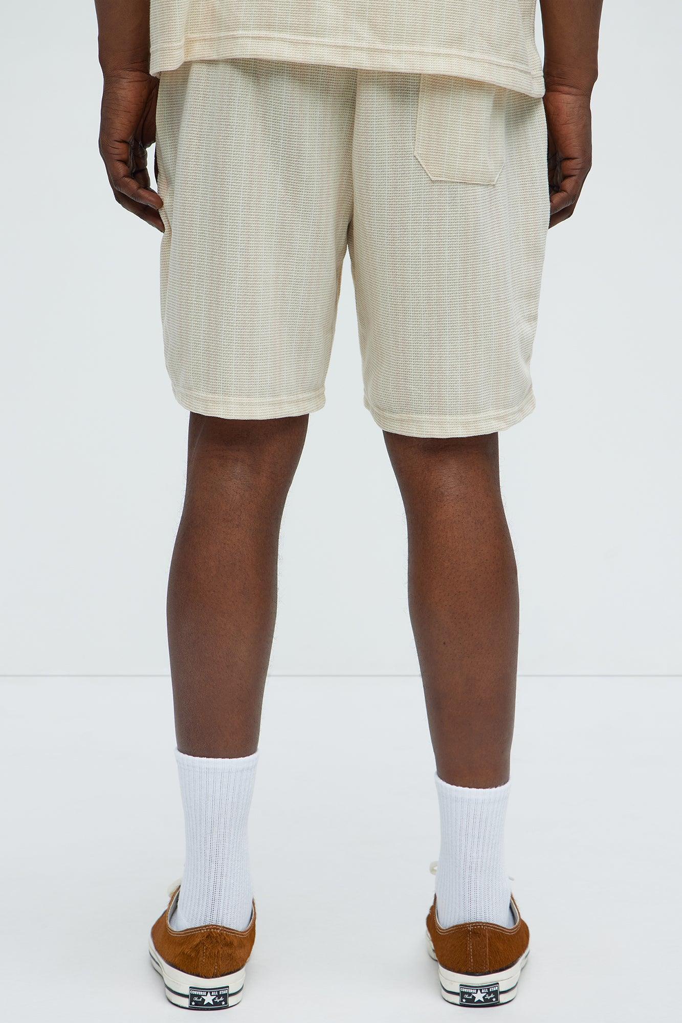 Valor Drawstring Striped Shorts - Cream Male Product Image