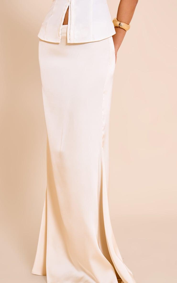  Cream Satin Floaty Maxi Skirt Product Image