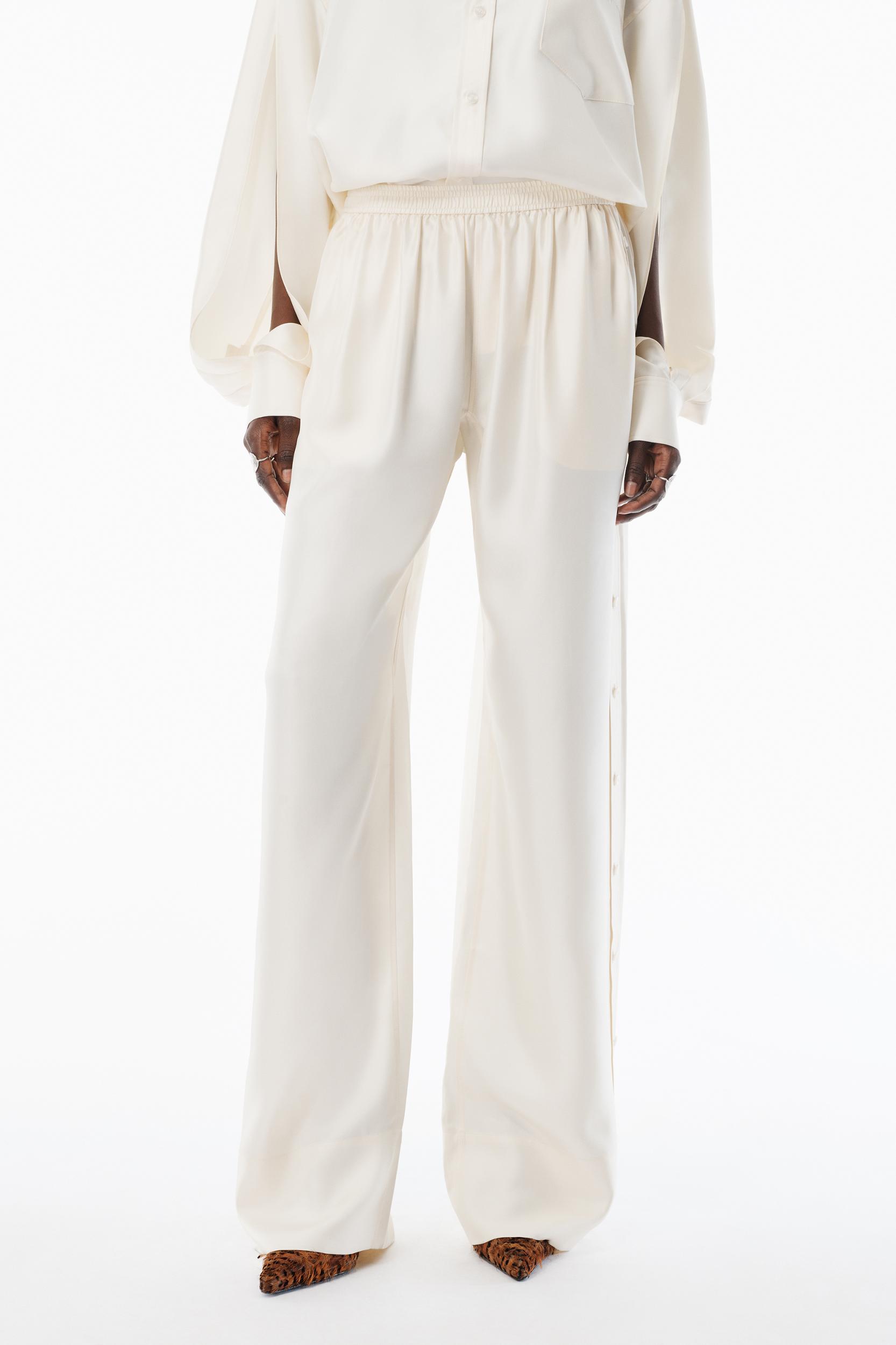 Ivory Heavy Silk Side Placket Pant Product Image