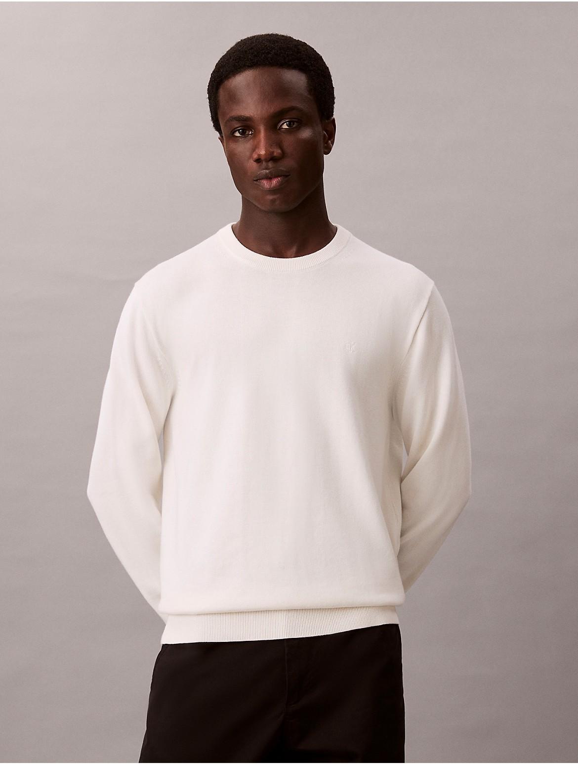 Calvin Klein Mens Smooth Cotton Sweater - White Product Image