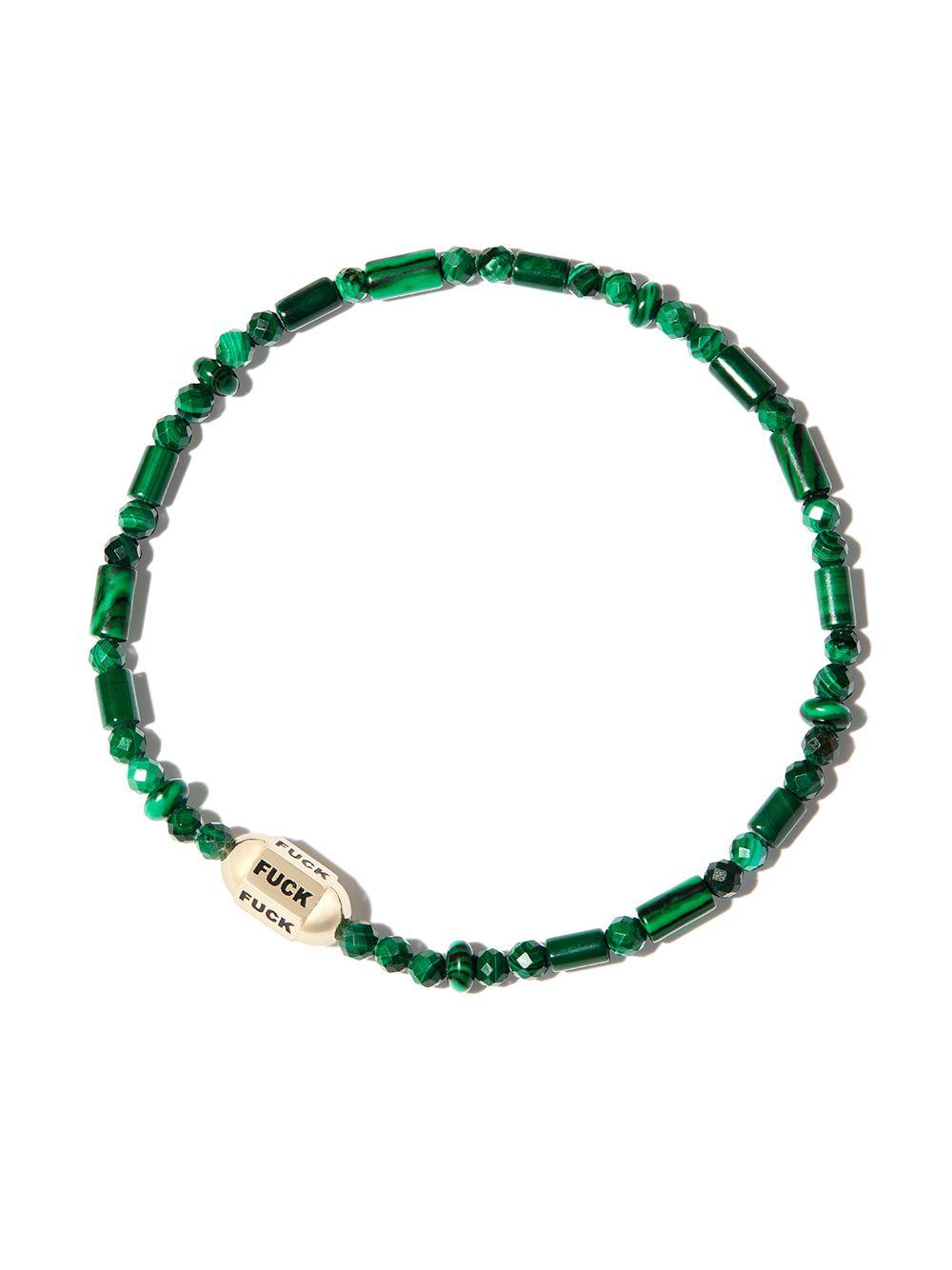 14kt yellow gold Bolt Bead malachite bracelet Product Image