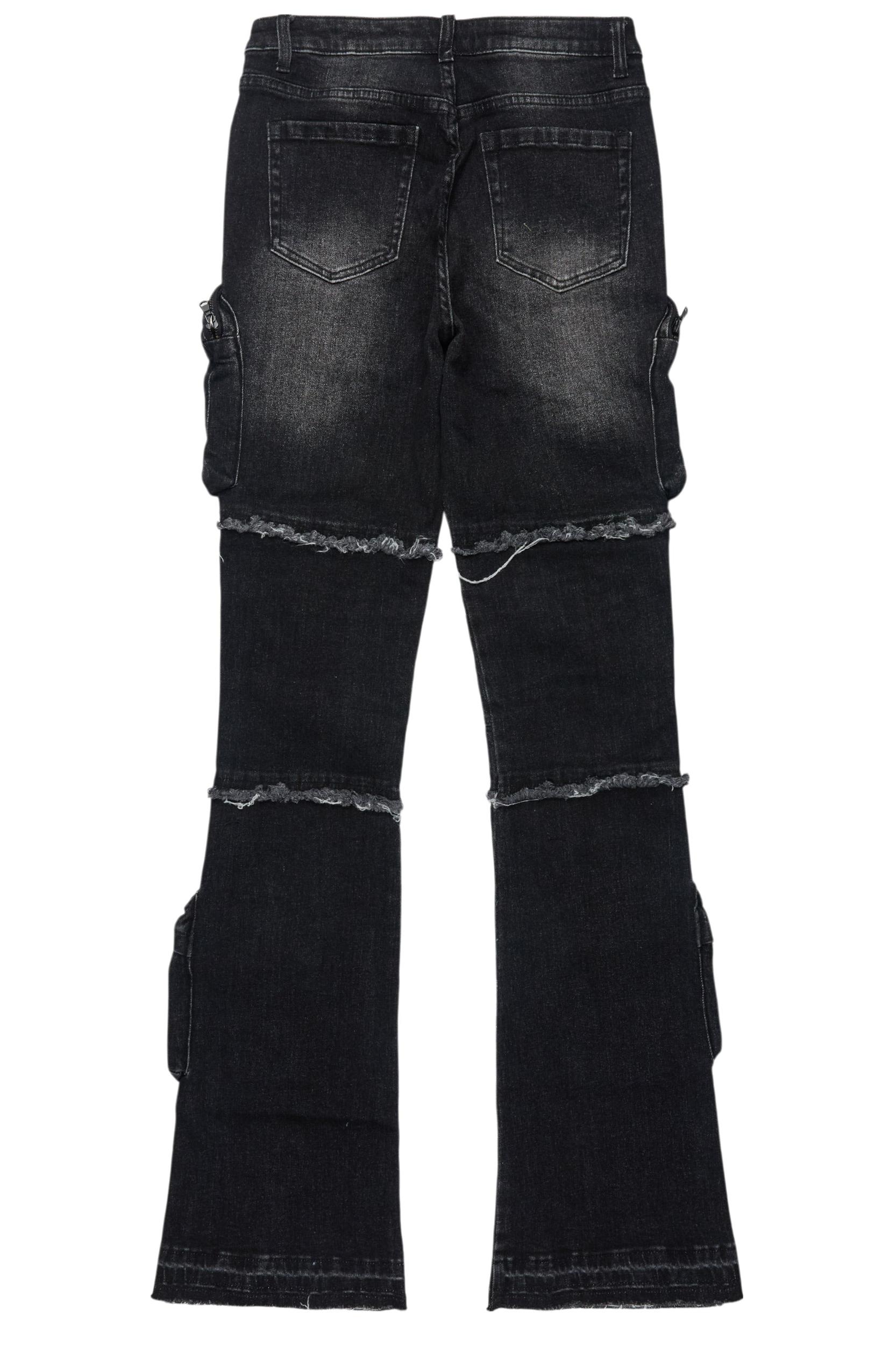 Toniesha Dark Grey Wash Stacked Flare Jean Female Product Image