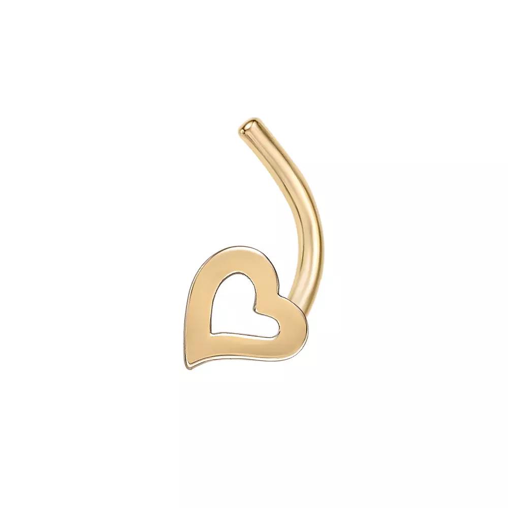 Lila Moon 14k Gold Heart Curved Nose Ring Stud, Women's Product Image