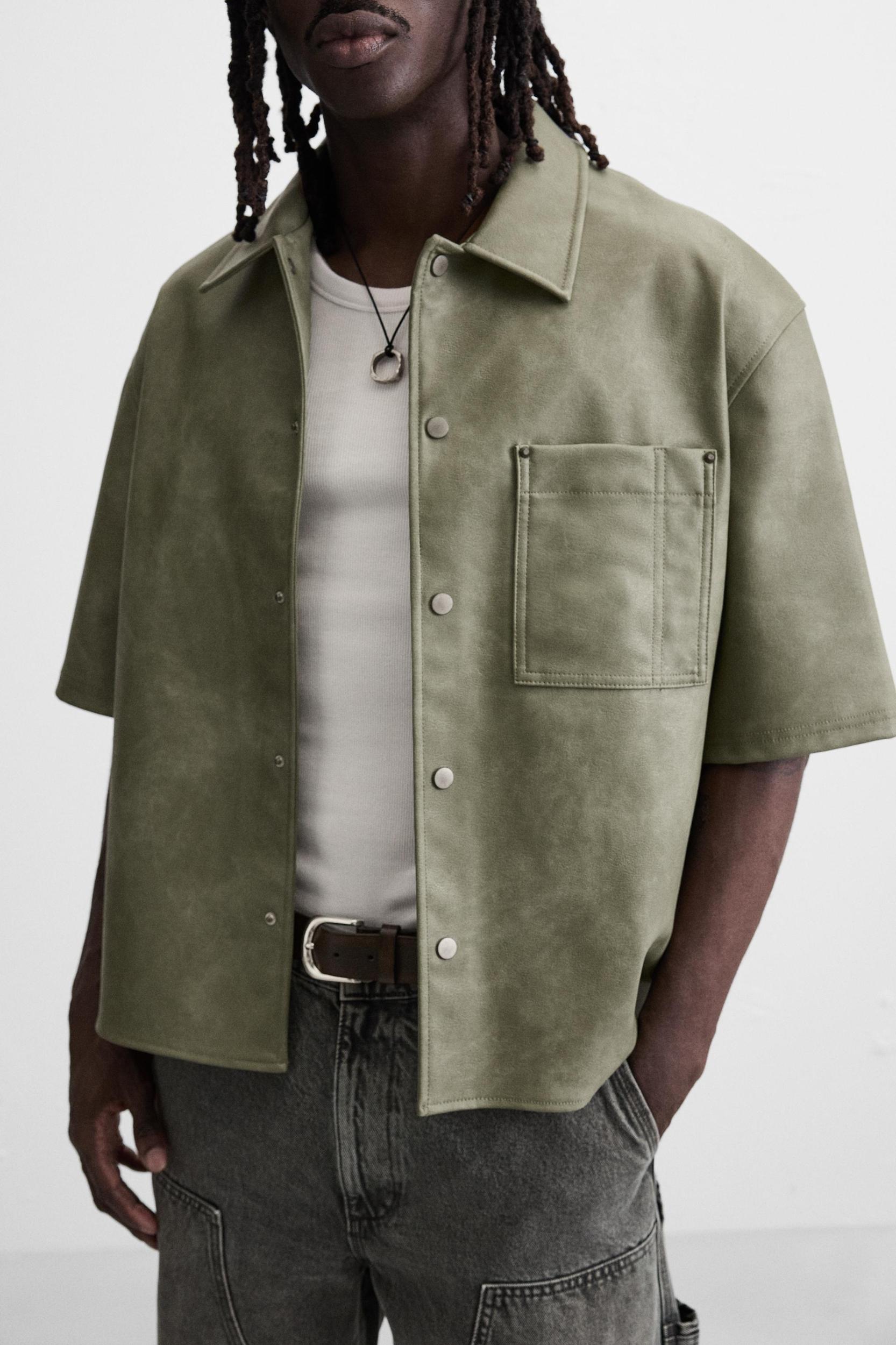 FAUX LEATHER OVERSHIRT Product Image