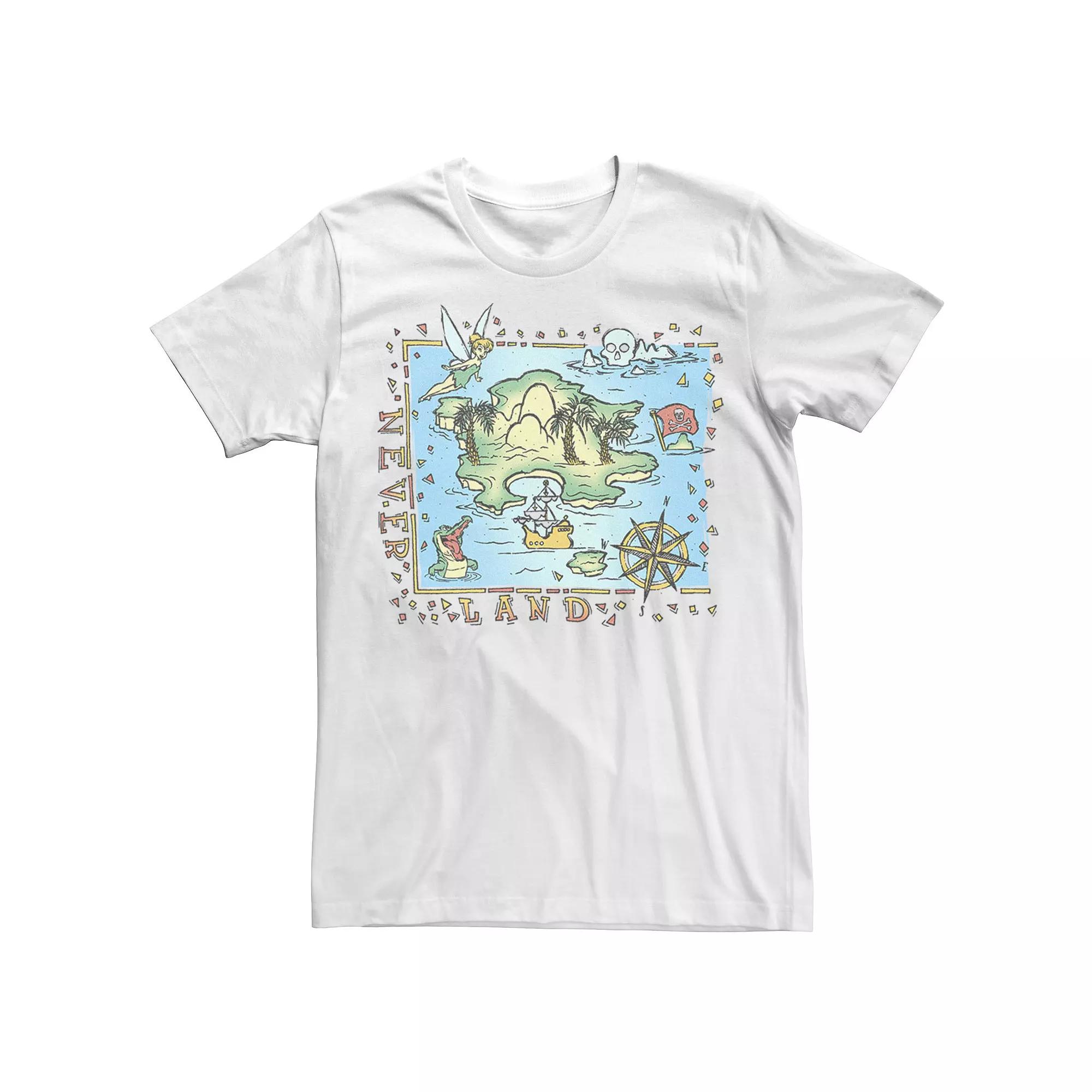 Disney's Peter Pan Never Land Map Vintage Poster Men's Tee,  Product Image