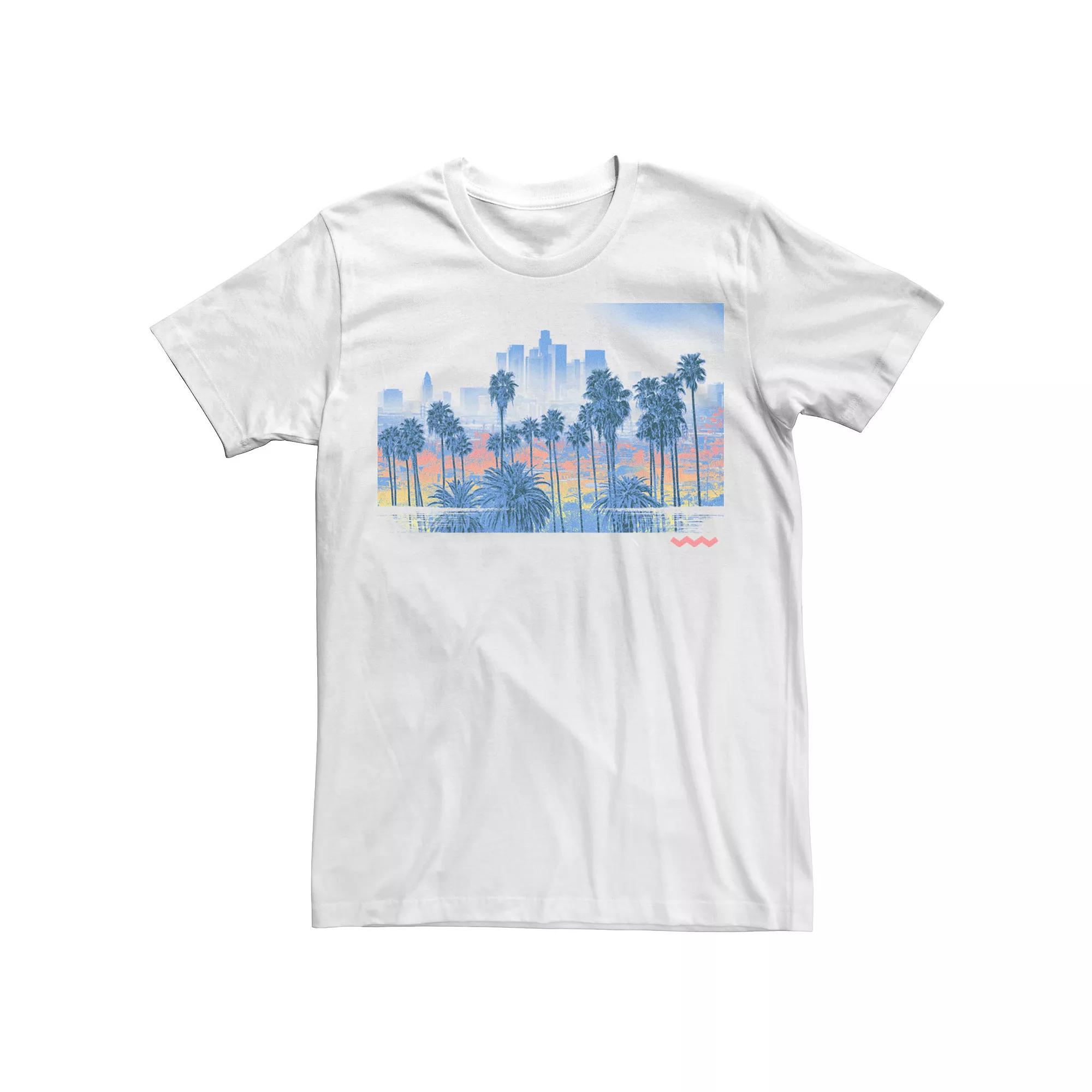 Men's Palm Tree City Scape Poster Graphic Tee,  Product Image