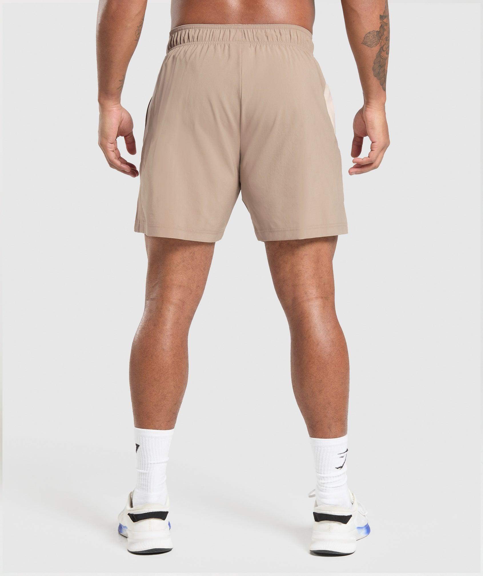 Gymshark Sport Panel 7" Shorts - Cement Brown/Pebble Grey Male Product Image