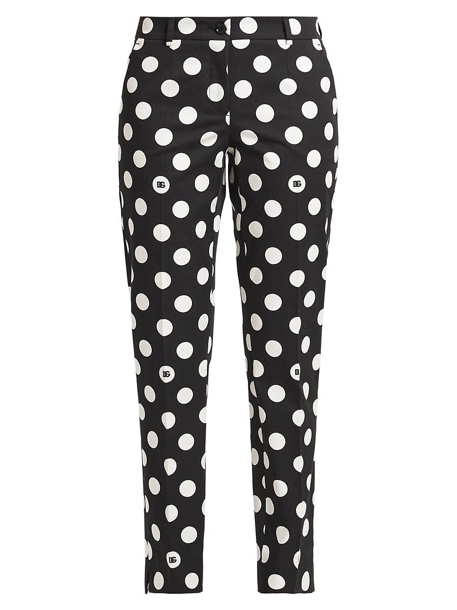 Womens Polka-Dot Cotton-Blend Pants Product Image