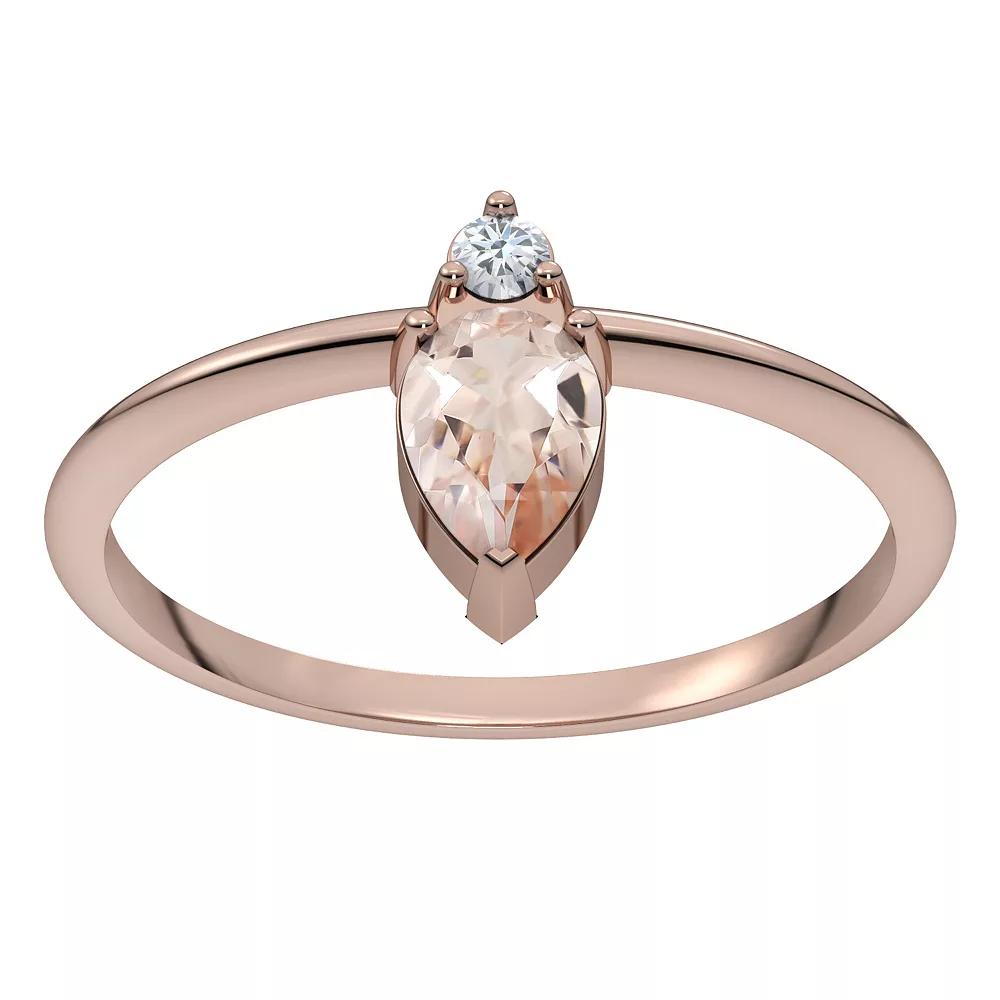 10k Rose Gold Morganite & Diamond Accent Ring, Women's, Size: 7, 10k Yellow Gold Product Image