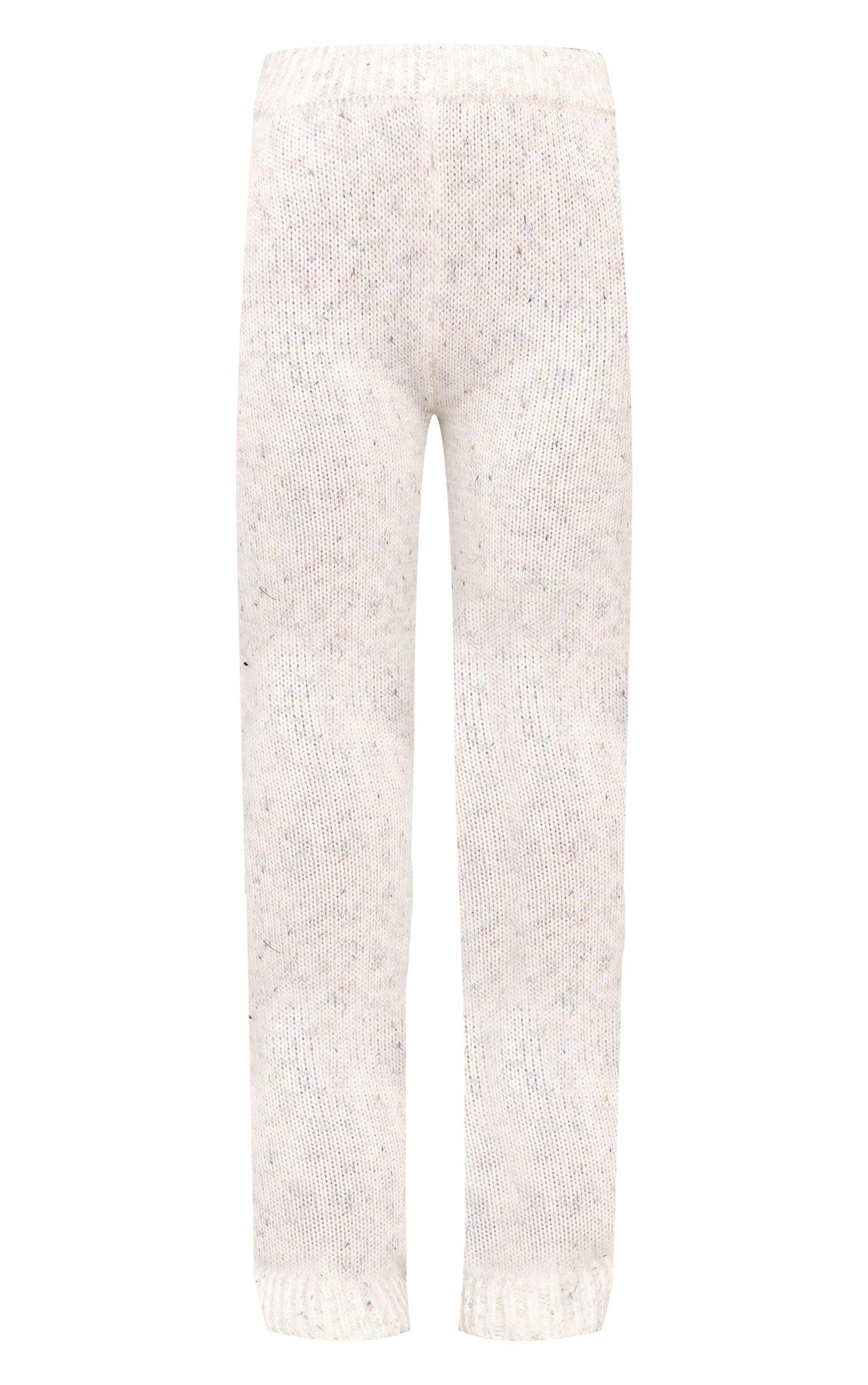 Cream Space Dye Knitted Wide Leg Pants Product Image