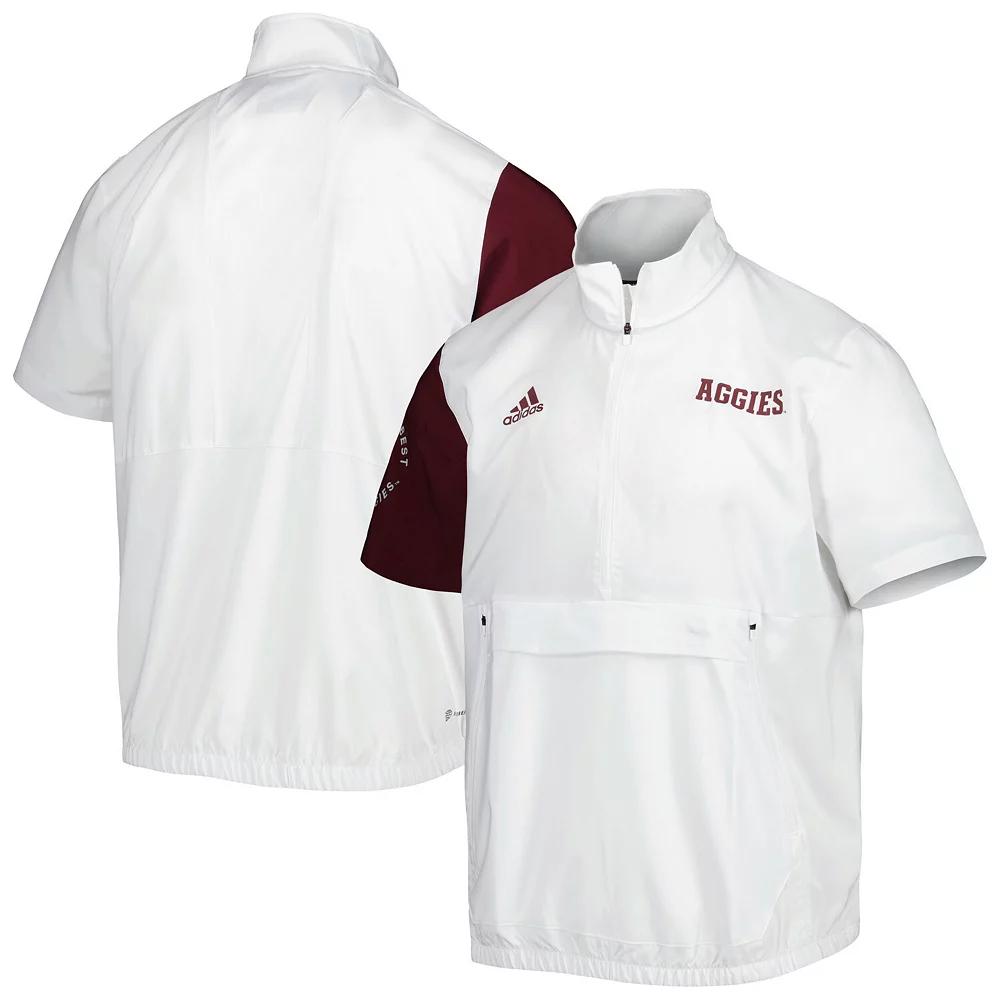 Men's adidas White Texas A&M Aggies M STM AEROREADY Half-Zip Jacket, Size: Small Product Image