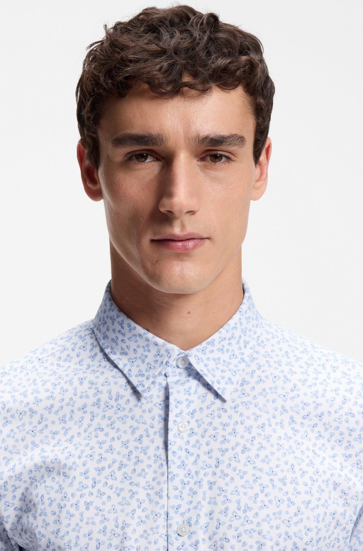Printed slim-fit shirt in cotton-blend jersey Product Image