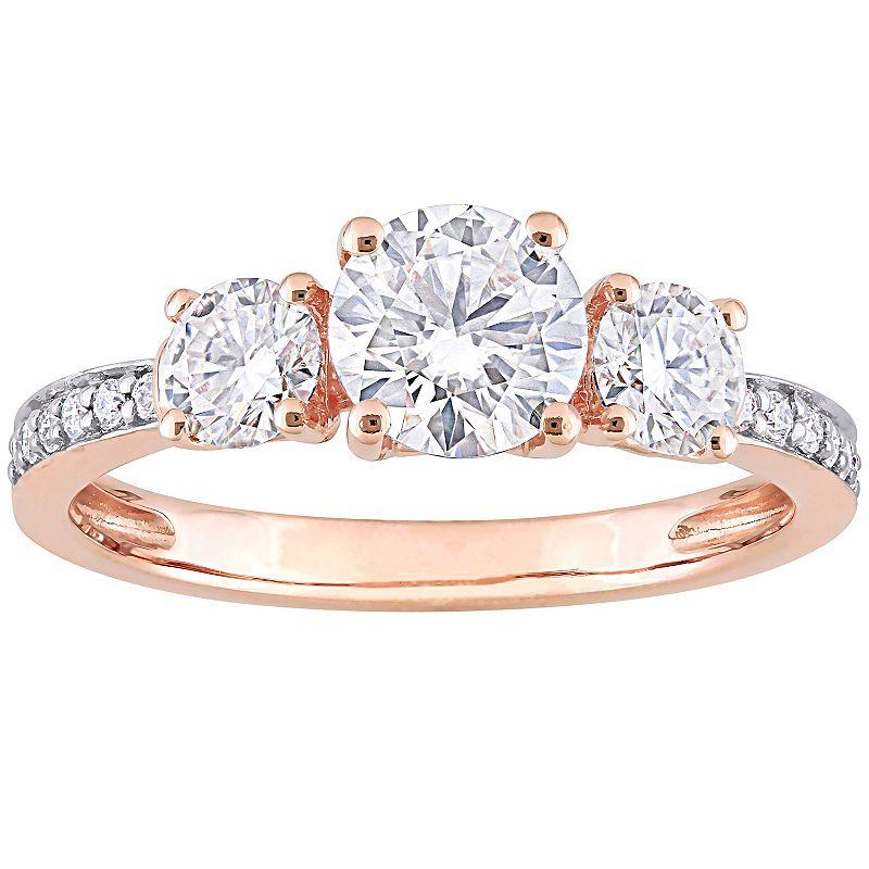 Stella Grace 10k Rose Gold Lab-Created Moissanite 3-Stone Engagement Ring, Women's, Size: 5 Product Image