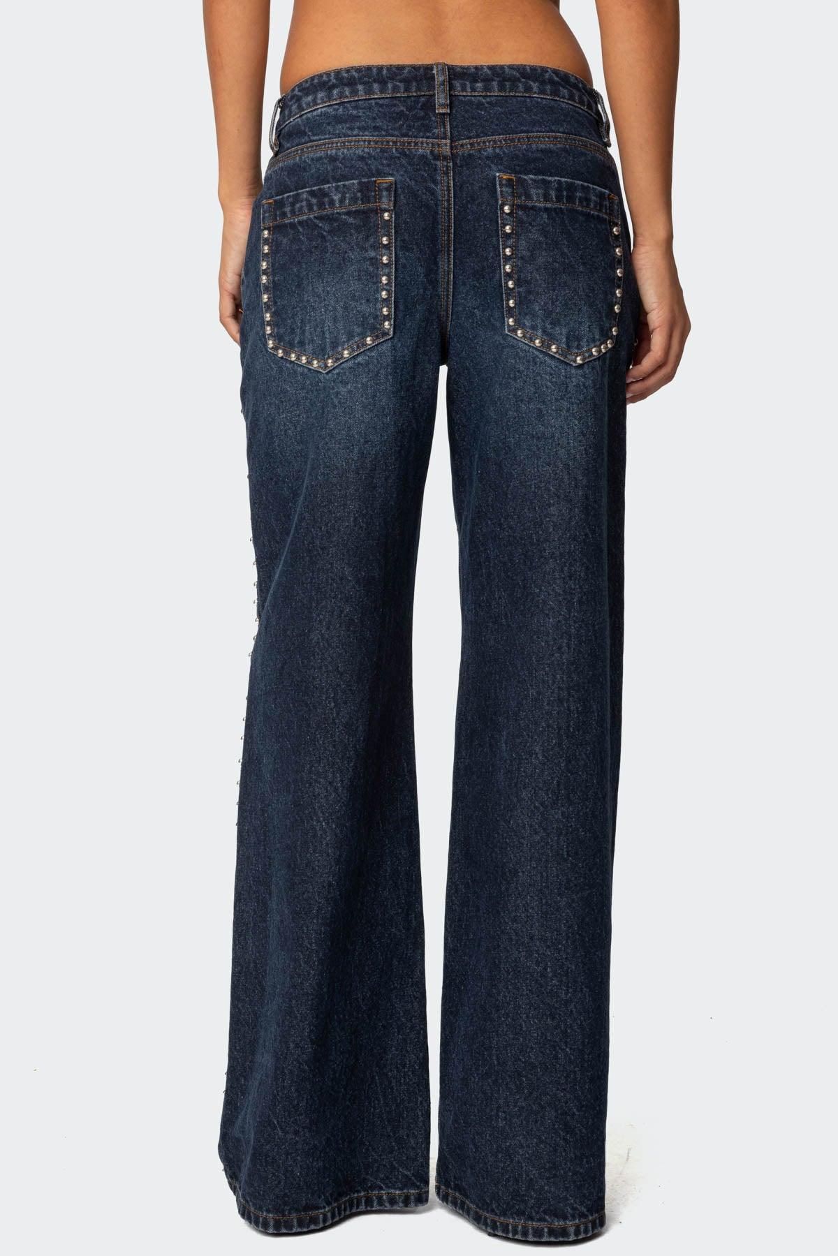 Stassie Studded Low Rise Baggy Jeans Product Image