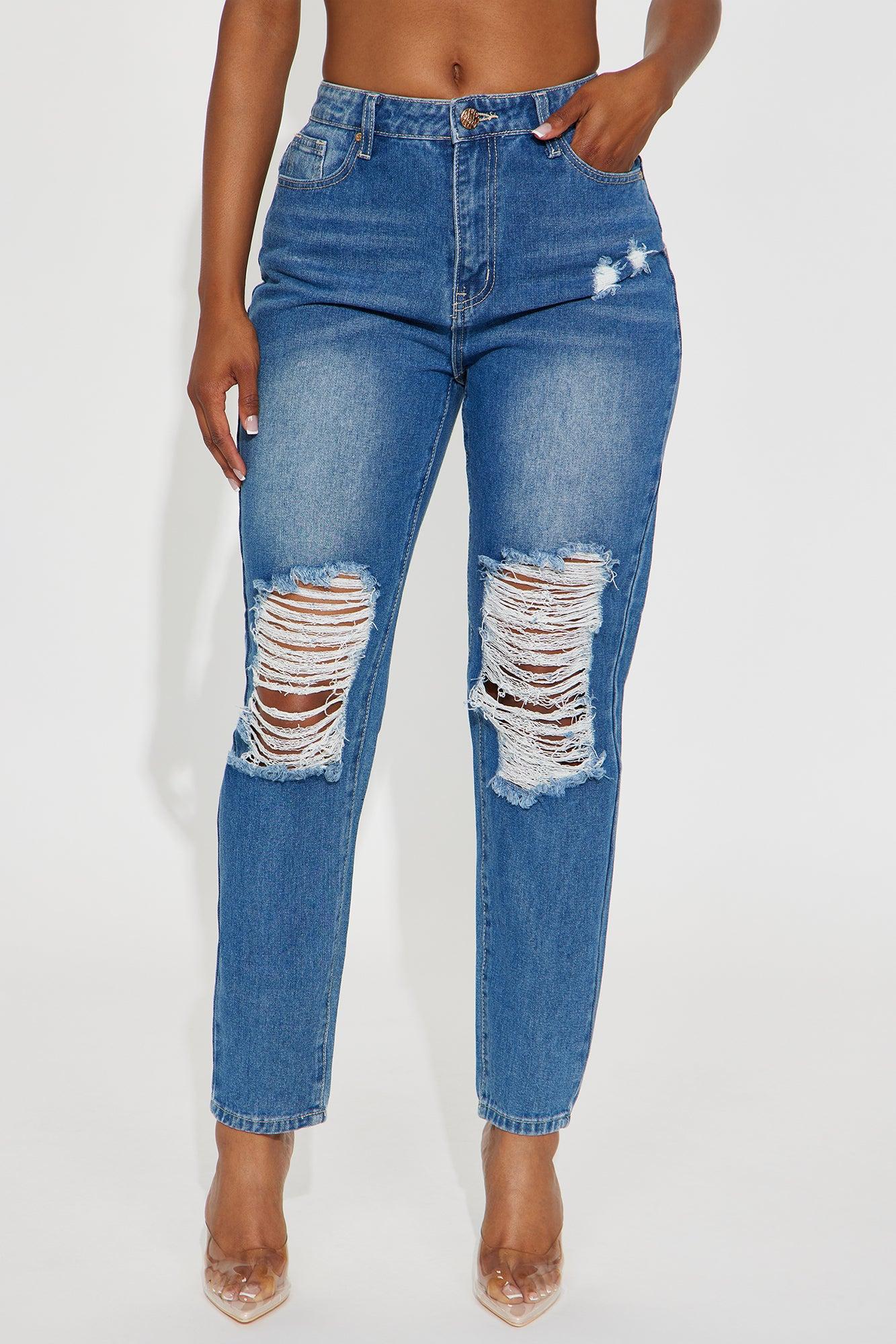 Sneak Into It Ripped Straight Leg Jeans - Medium Wash Female Product Image