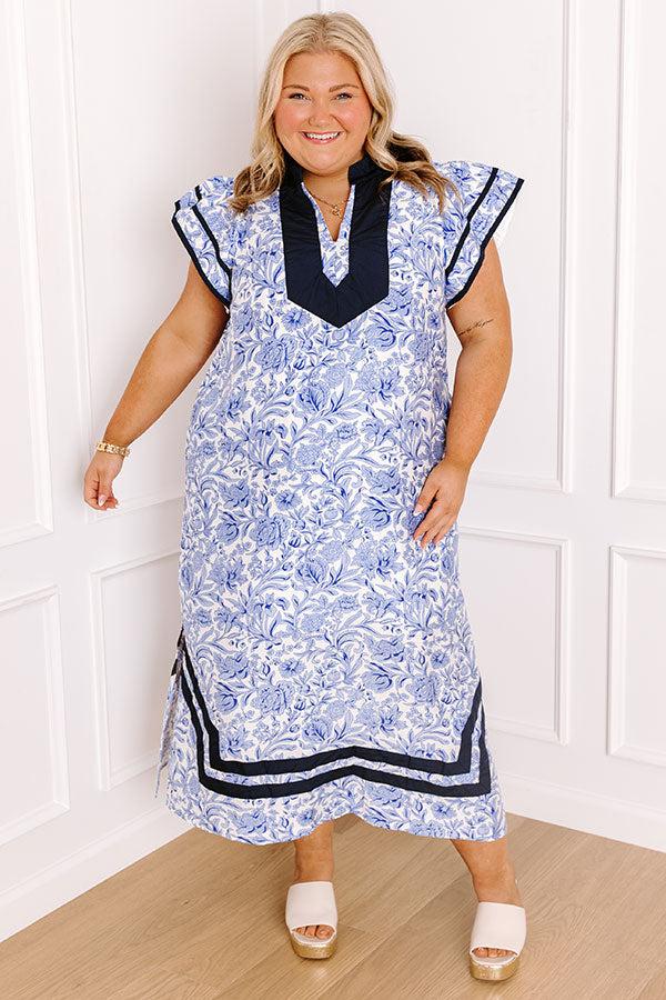 Veranda Views Floral Midi Dress in Sky Blue Curves Product Image