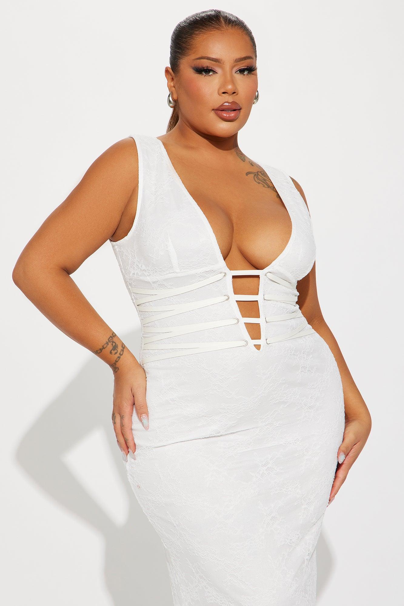 Modern Muse Lace Midi Dress - White Product Image