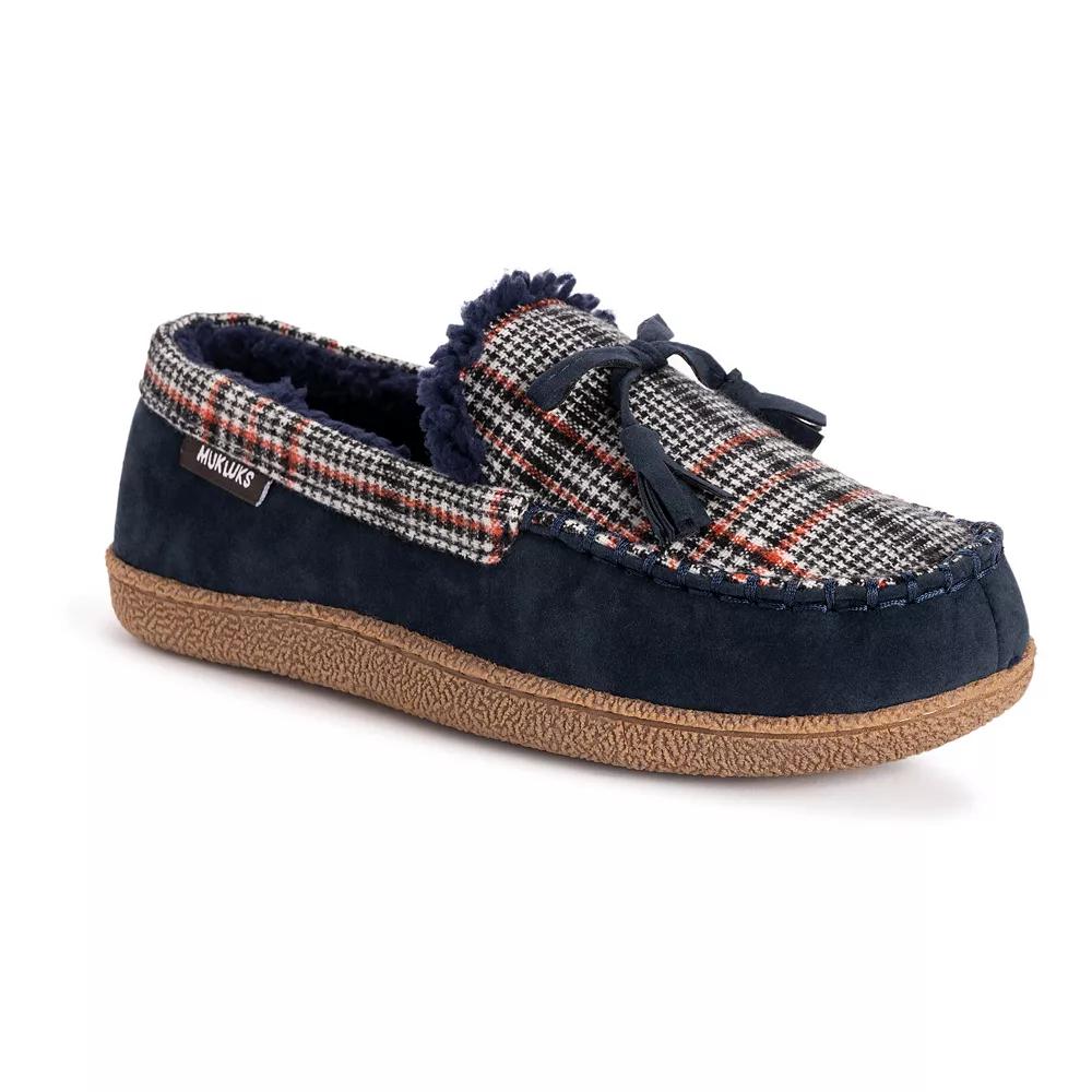 MUK LUKS Tanver Plaid Men's Moccasin Slippers,  Product Image