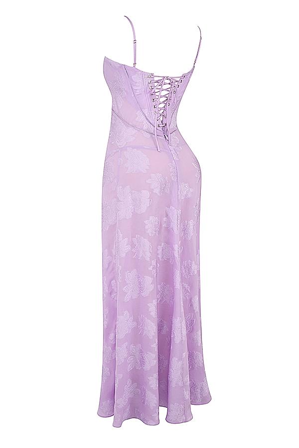 Seren  orchid floral lace back maxi dress Product Image