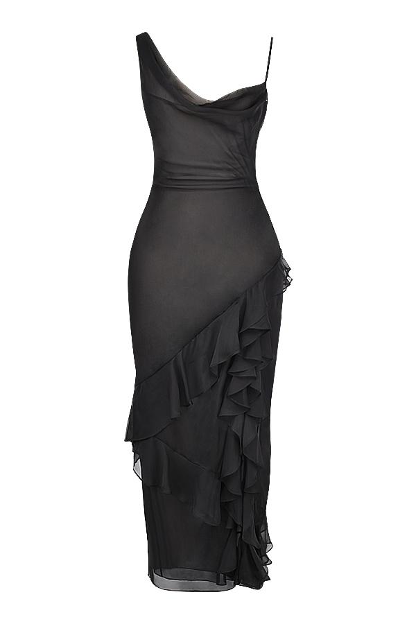 Malila  black ruffle maxi dress Product Image
