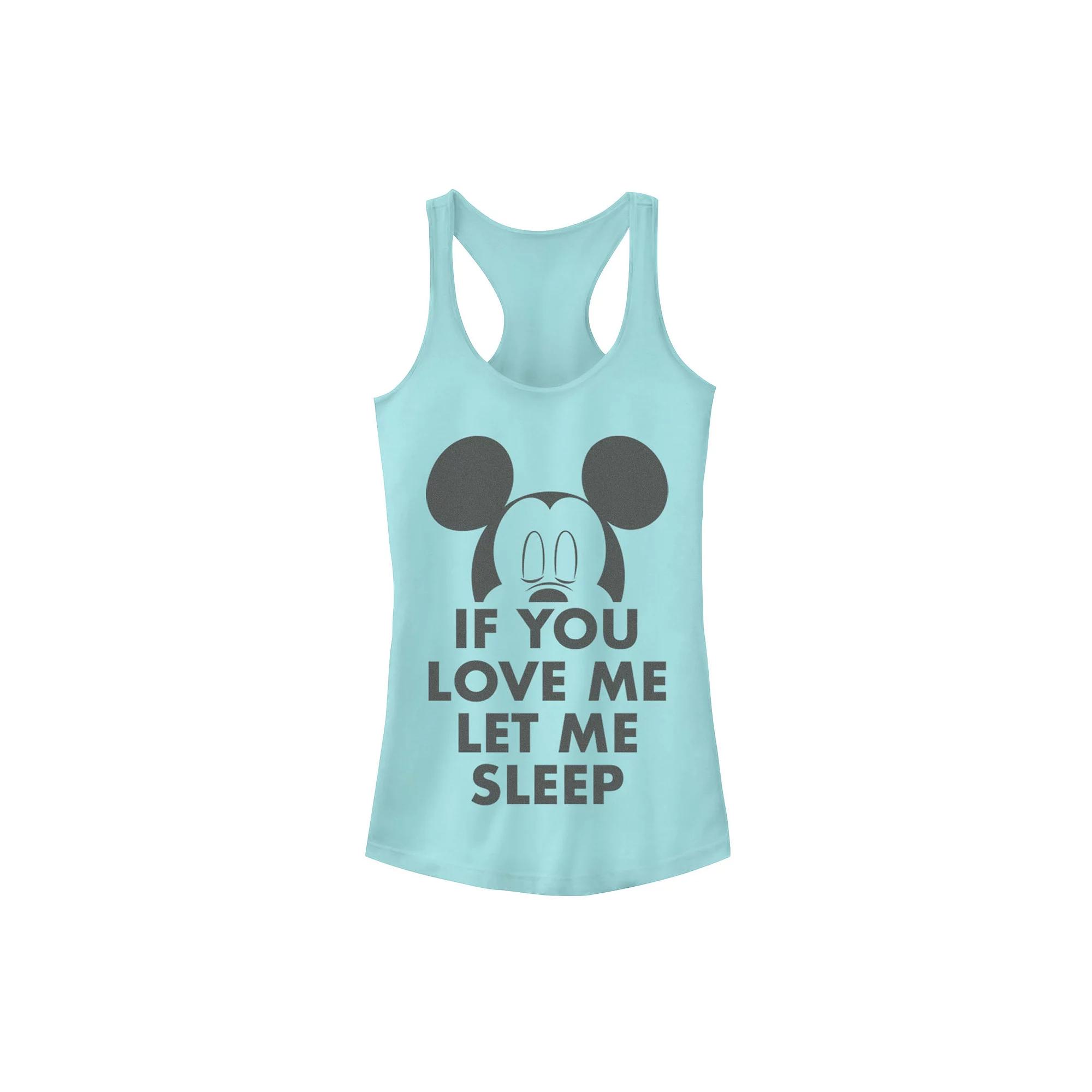 Disney's Mickey & Friends Juniors' Mickey If You Love Me Let Me Sleep Tank Top, Women's, Size: Large, Cancun Product Image