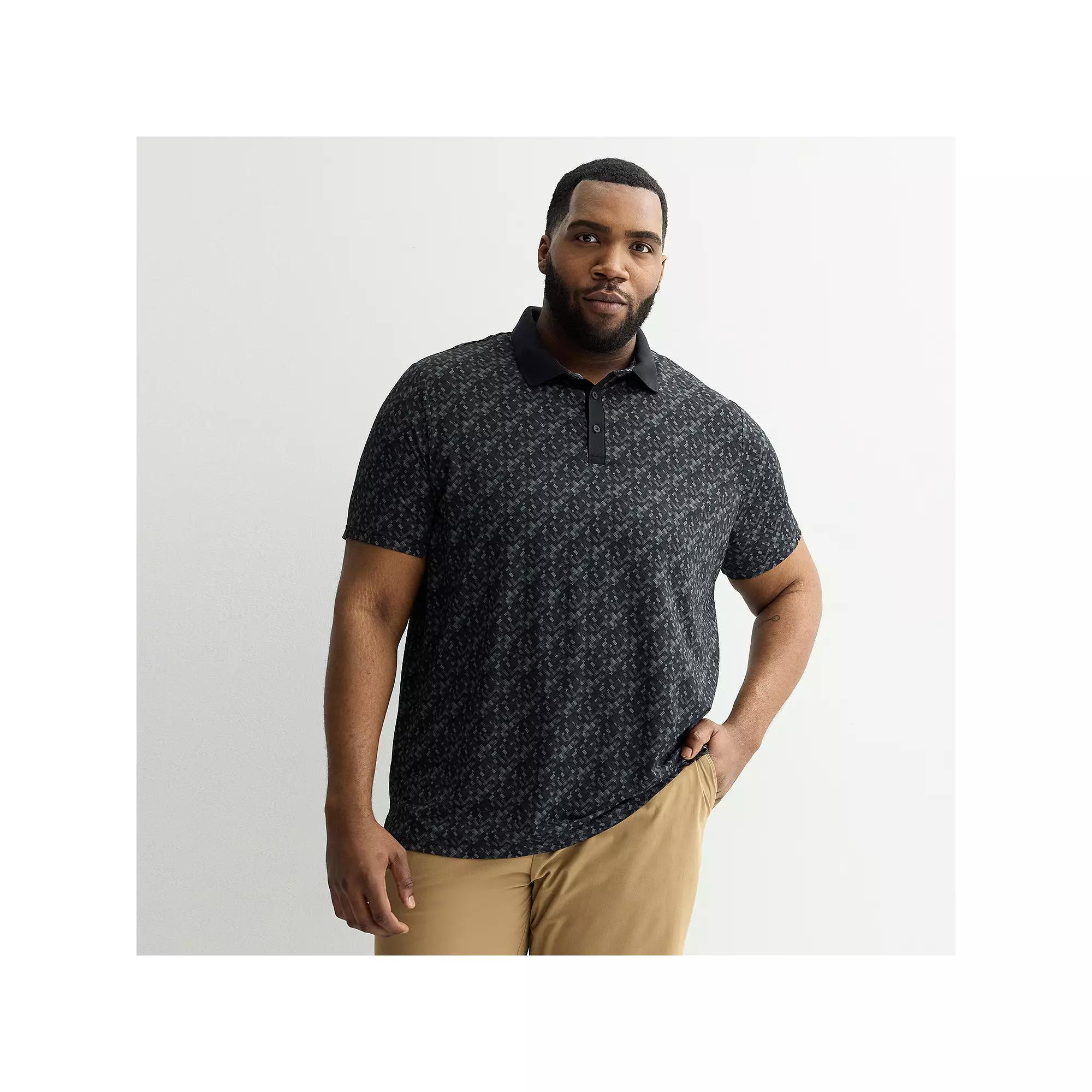 Big & Tall FLX Short Sleeve Printed Performance Polo, Men's, Size: 2XB, Black Tech Grid Product Image