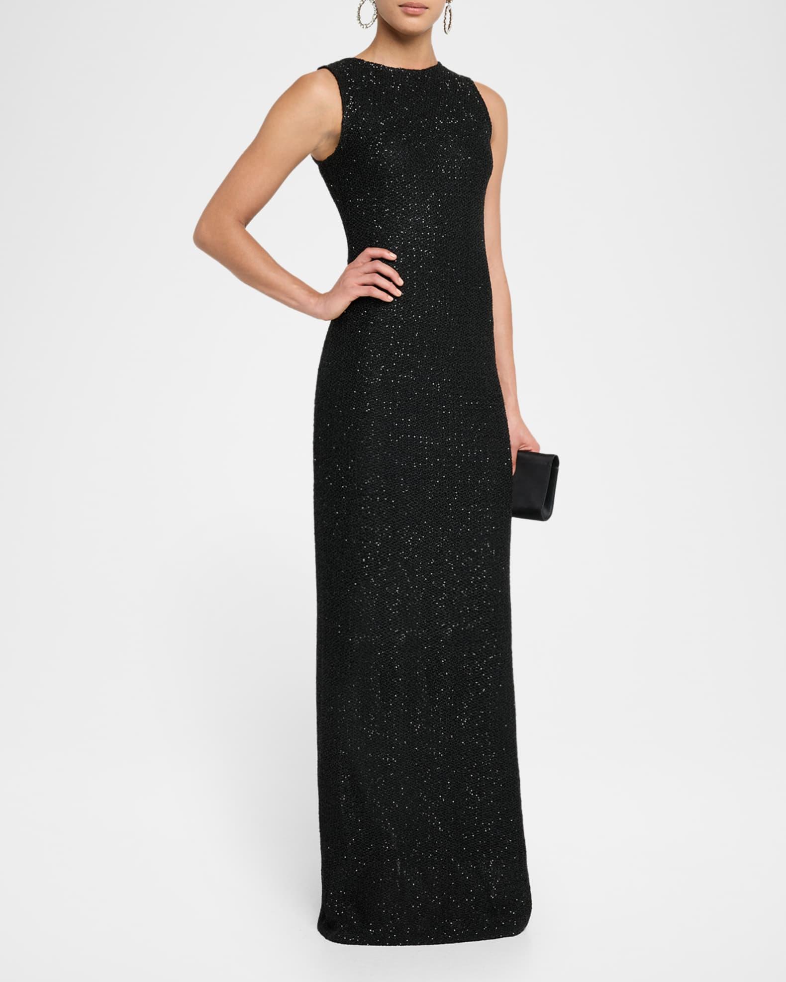Sleeveless Knit Sequined Gown Product Image