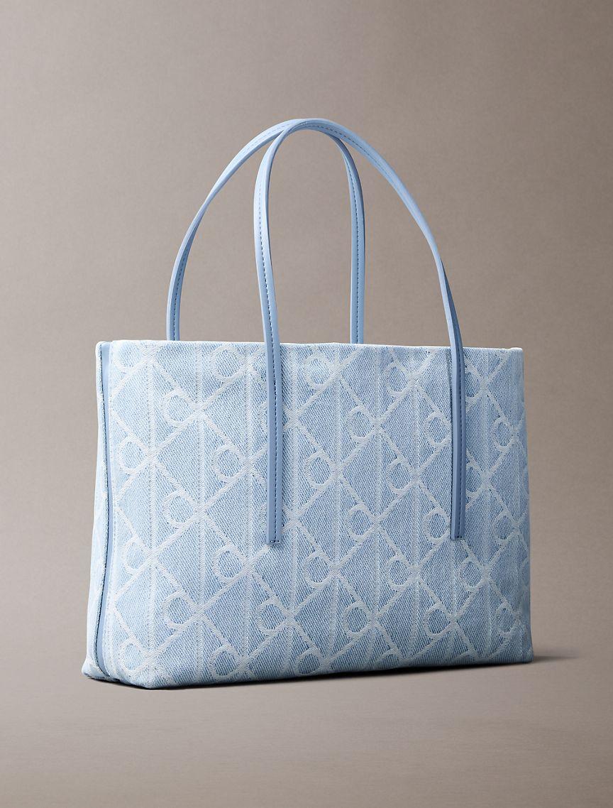 Allover Emblem Logo Denim Small Tote Bag Product Image