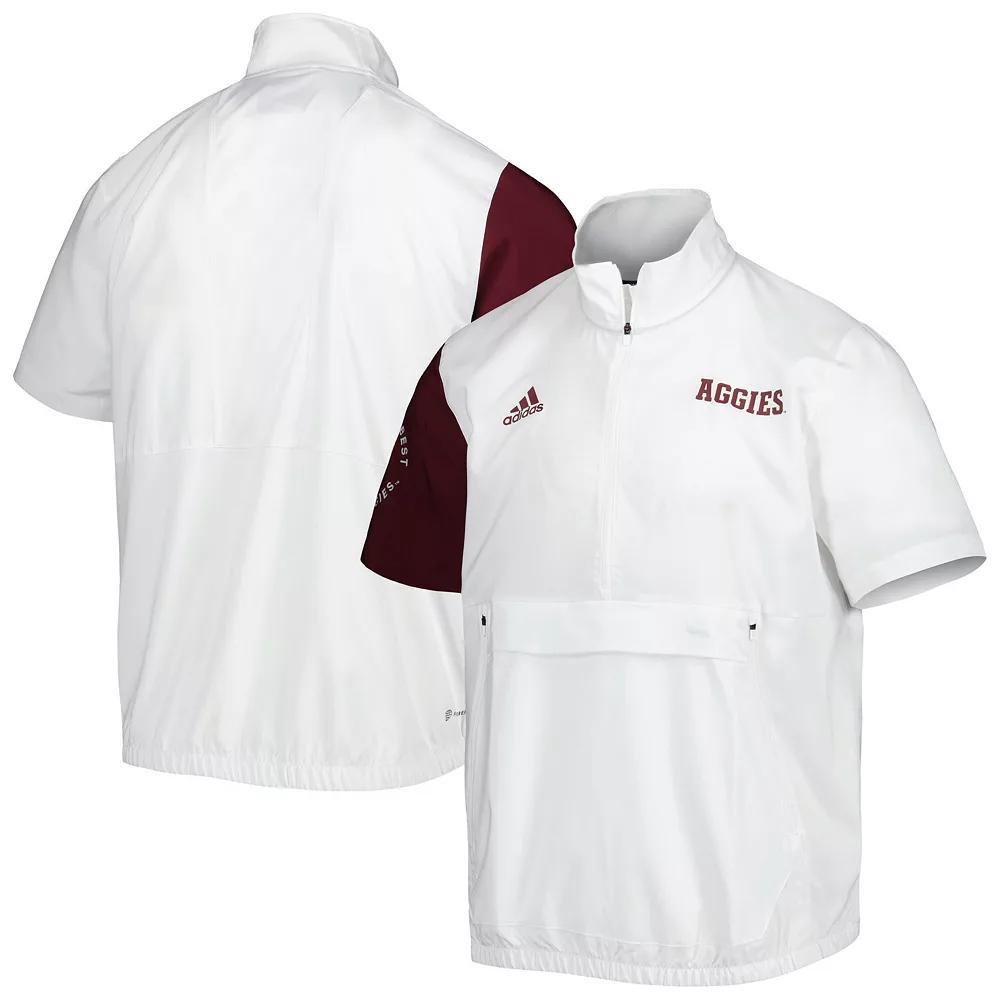 Men's adidas White Texas A&M Aggies M STM AEROREADY Half-Zip Jacket, Size: Small Product Image