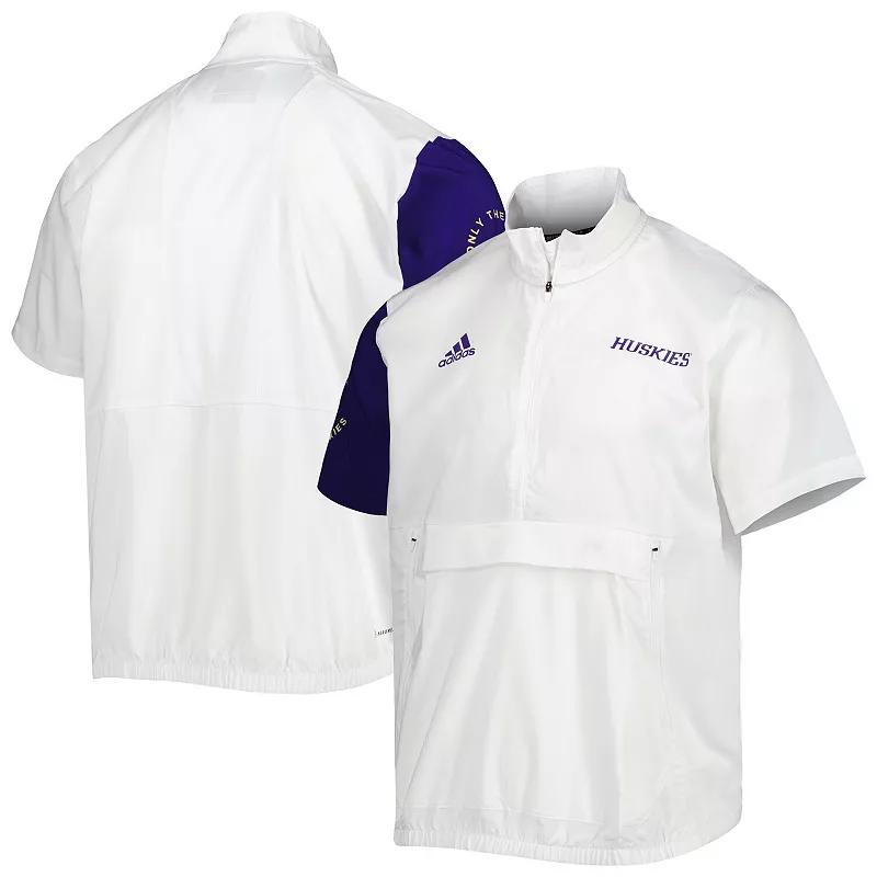 Men's adidas White Washington Huskies M STM AEROREADY Half-Zip Jacket,  Product Image