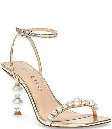 Blue by Betsey Johnson Jacy Metallic Leather Pearl Heel Dress Sandals Product Image