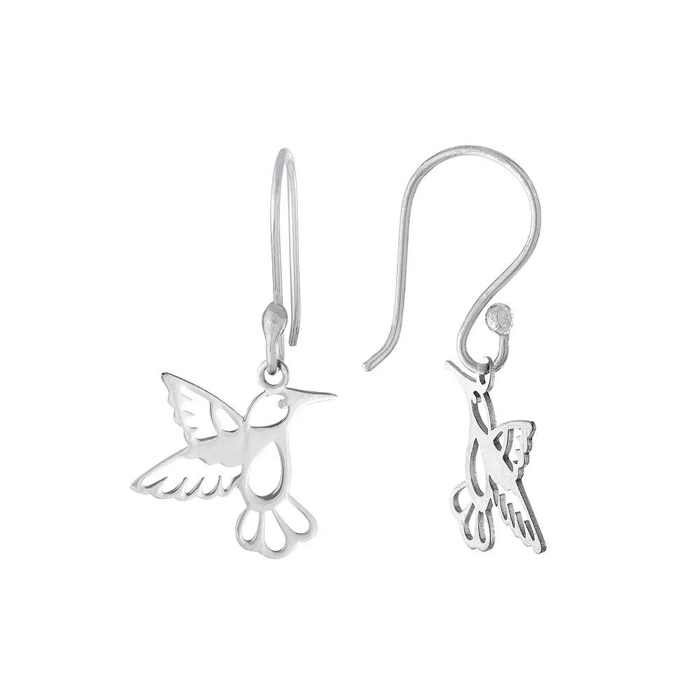 Main And Sterling Sterling Silver Laser Cut Hummingbird Drop Earrings, Women's Product Image