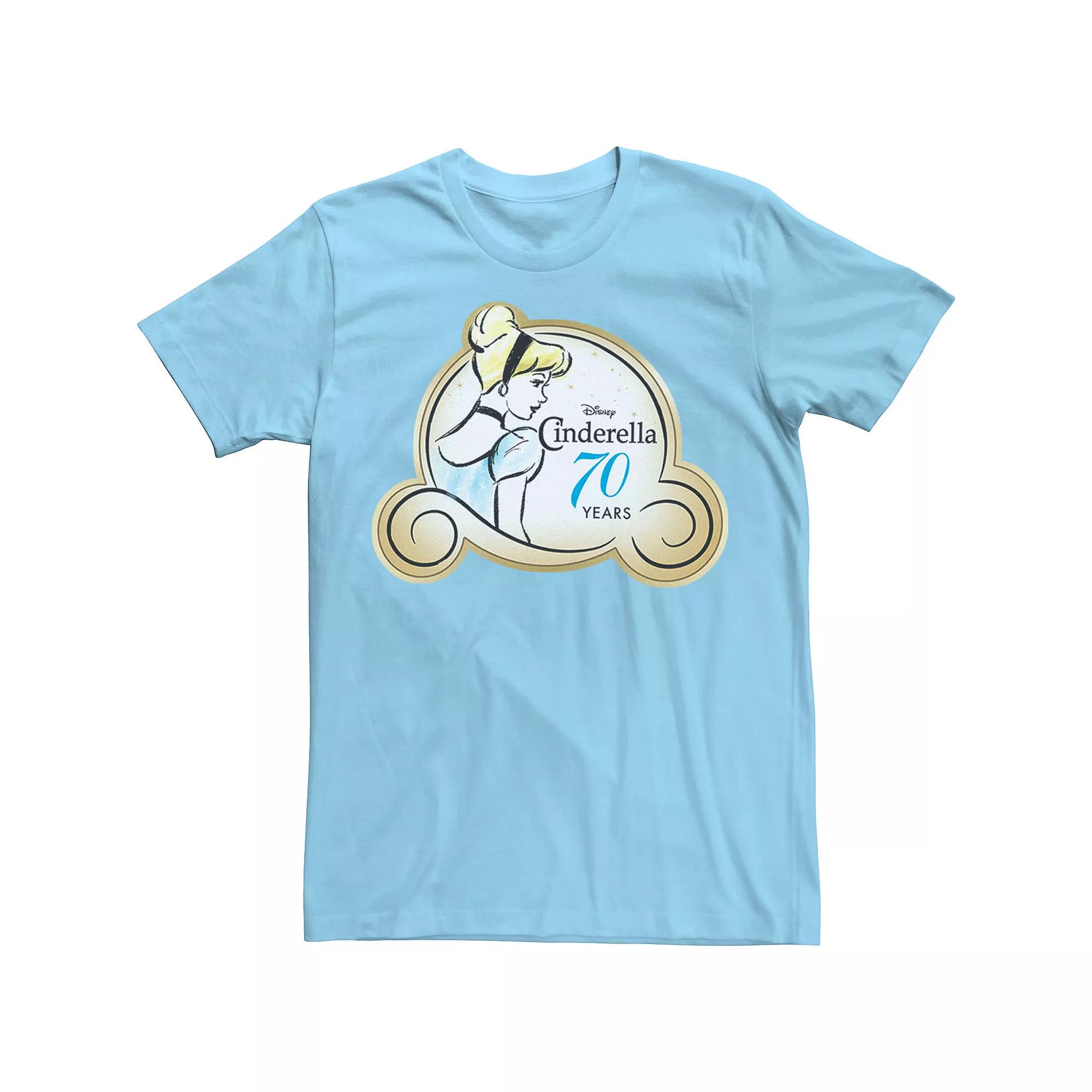 Disney's Cinderella Men's 70th Anniversary Logo Tee, Size: 3XL, Light Blue Product Image