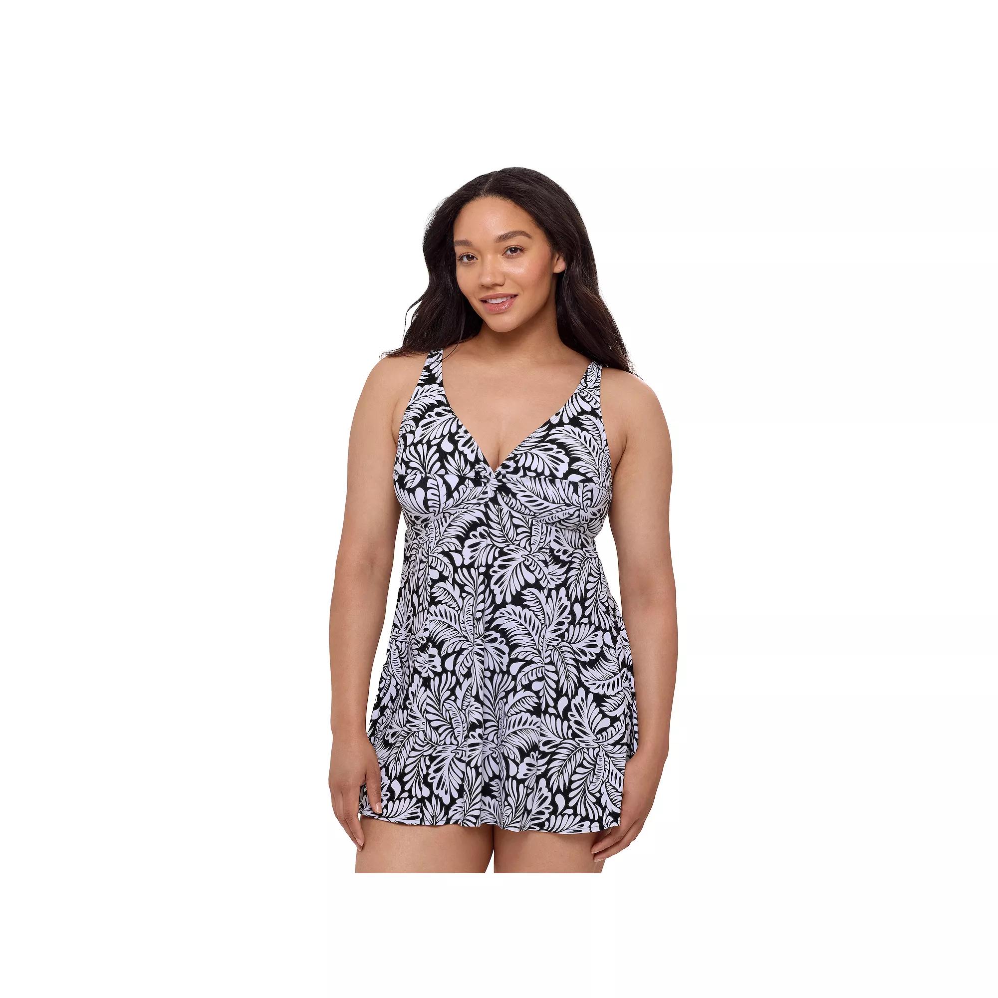 Women's Bal Harbour Twist Front Swimdress, Size: 12, Nassau Palm Product Image