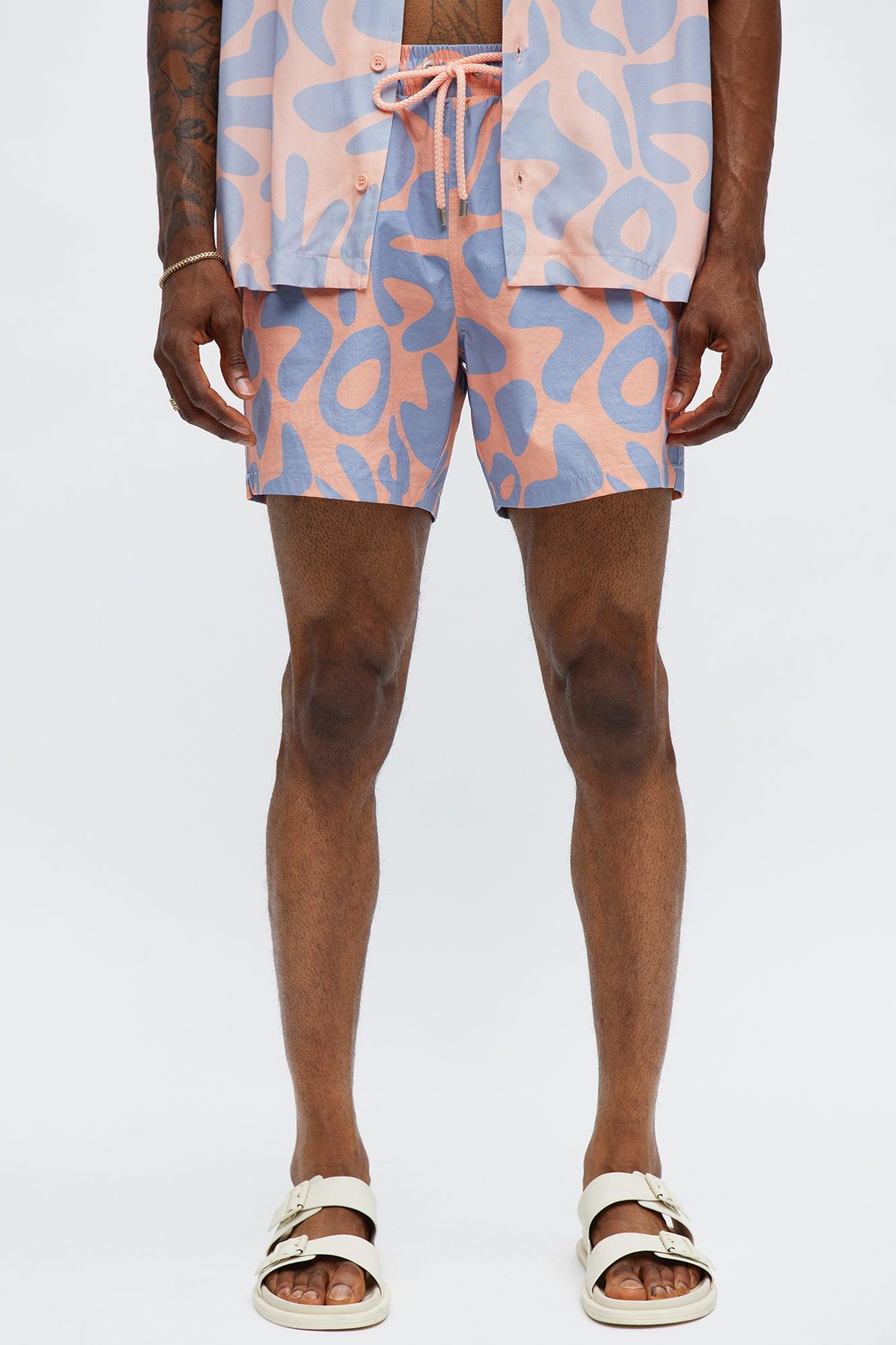 Chateau Abstract Printed Swim Mid Trunk - Pink/combo Male Product Image