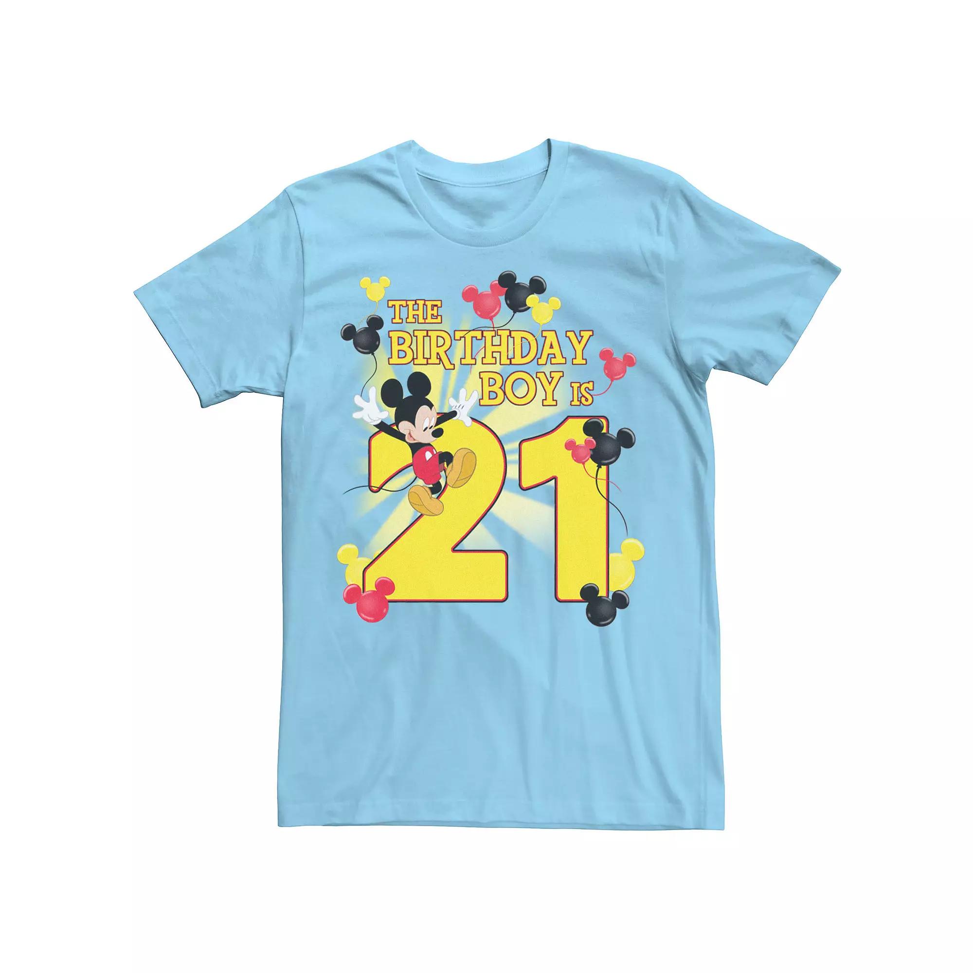 Disney's Mickey & Friends Men's 21 Year Old Birthday Boy Tee, Size: Small, Light Blue Product Image