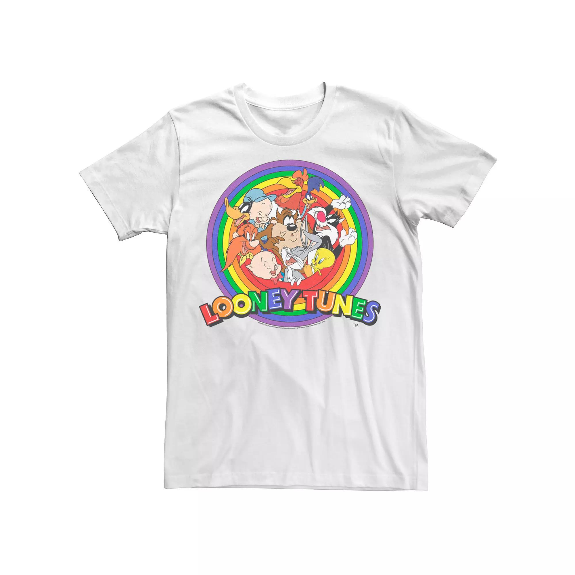 Adult Looney Tunes Pride Group Shot Rainbow Logo Tee, Men's,  Product Image