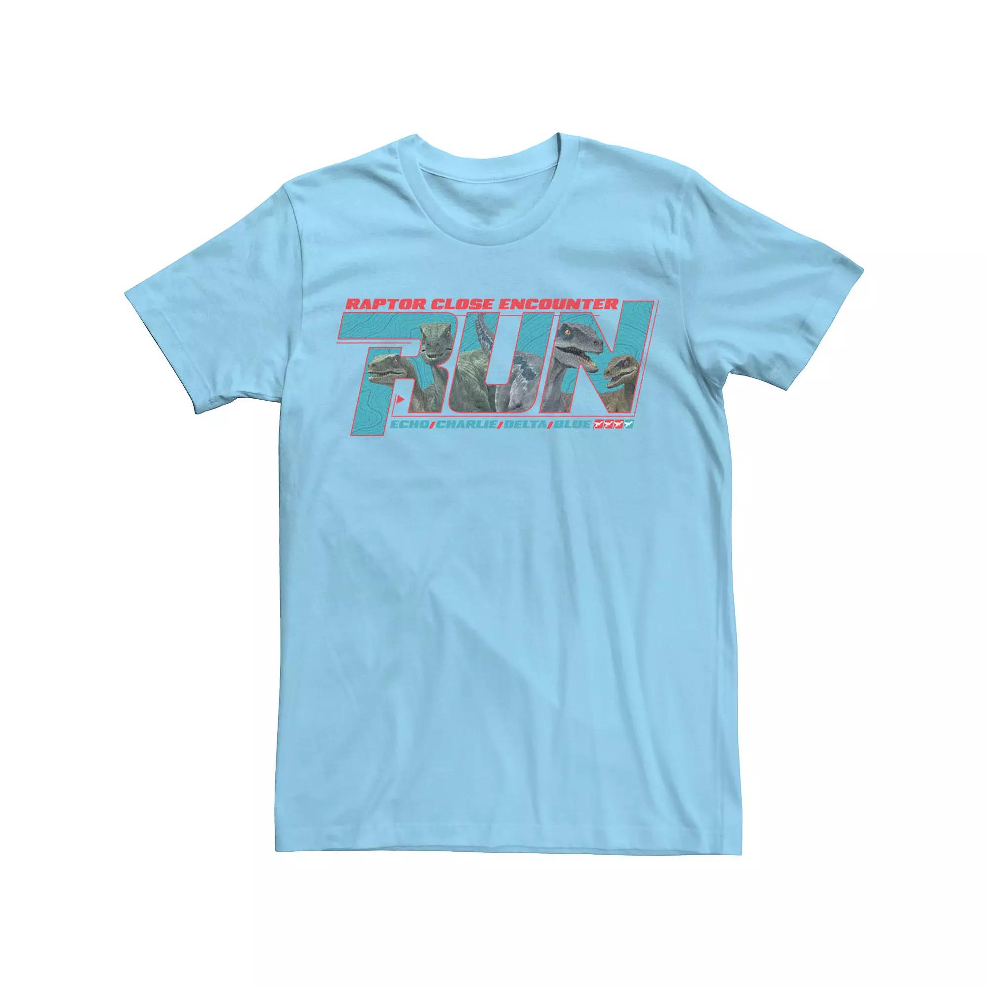 Men's Jurassic World Camp Cretaceous Raptor Close Encounter Dinosaur Logo Tee, Size: 3XL, Light Blue Product Image