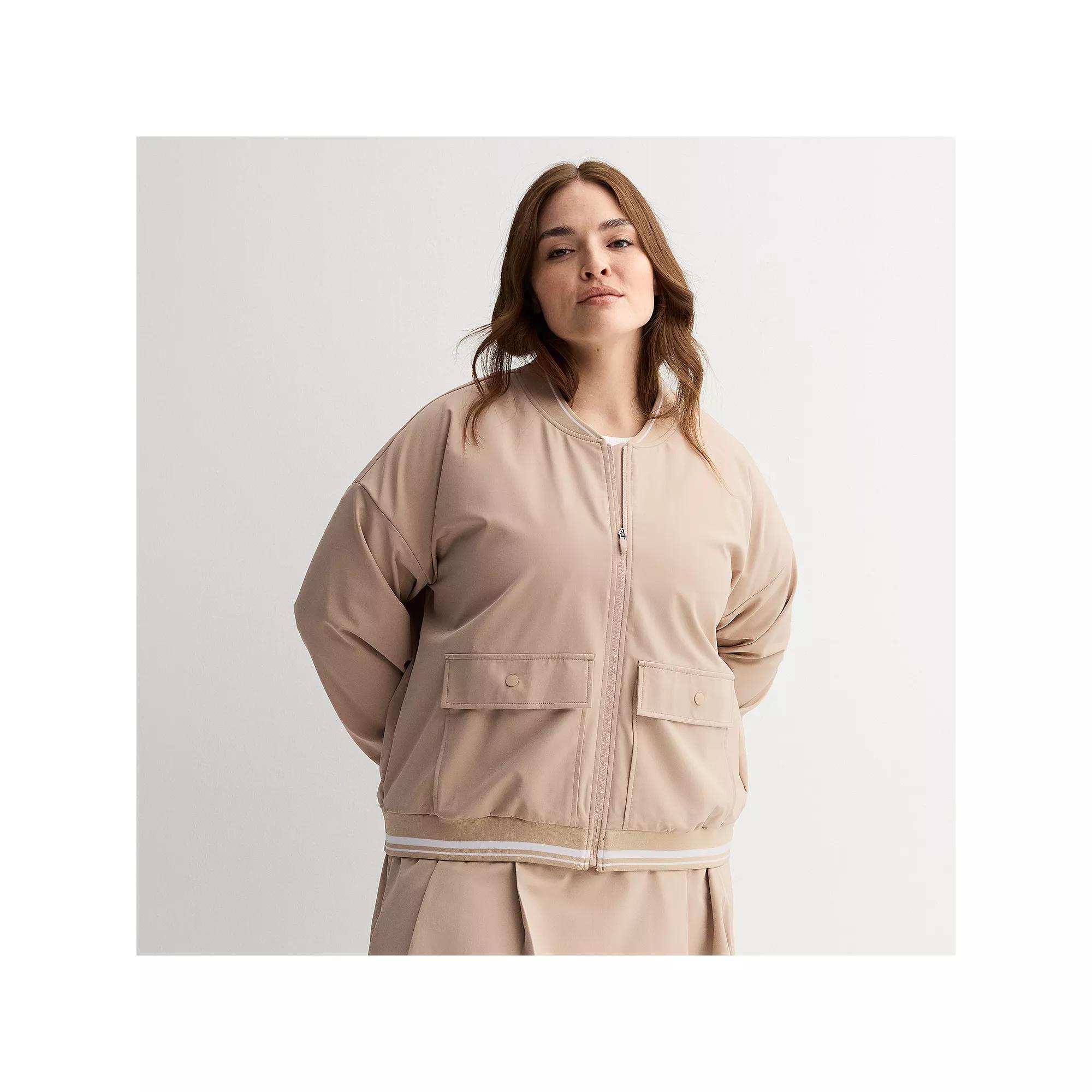 Women's Tek Gear® Tipped Woven Bomber Jacket, Size: 3XL, Brown Freeze Product Image