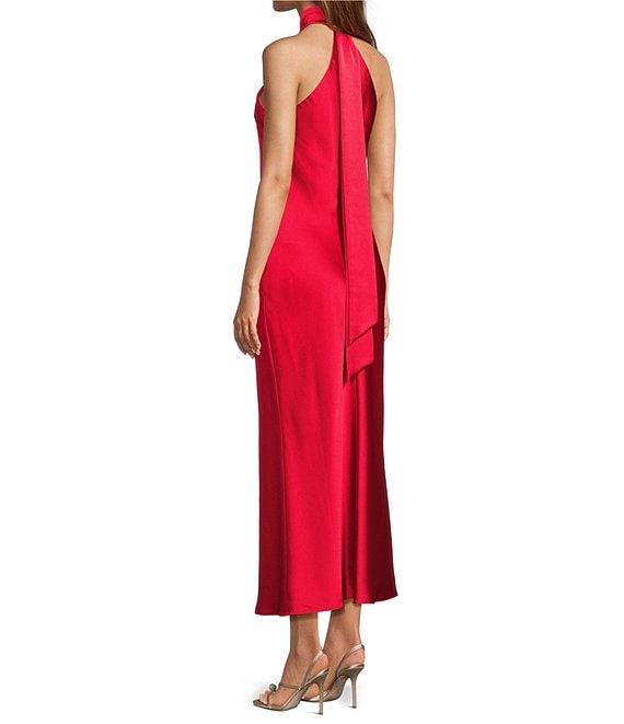 Antonio Melani Darah Satin Halter Neck Sleeveless Midi Dress Product Image