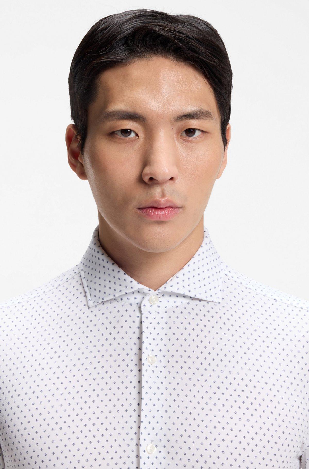 Printed slim-fit shirt in performance-stretch jersey Product Image