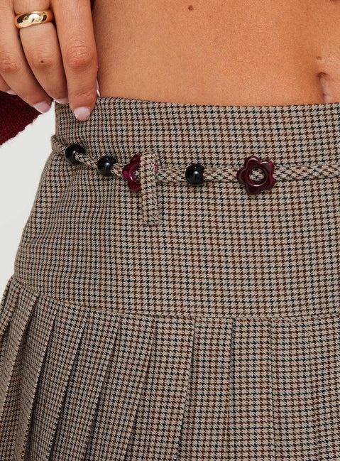 Tarnya Plaid Mini Skirt Brown Product Image