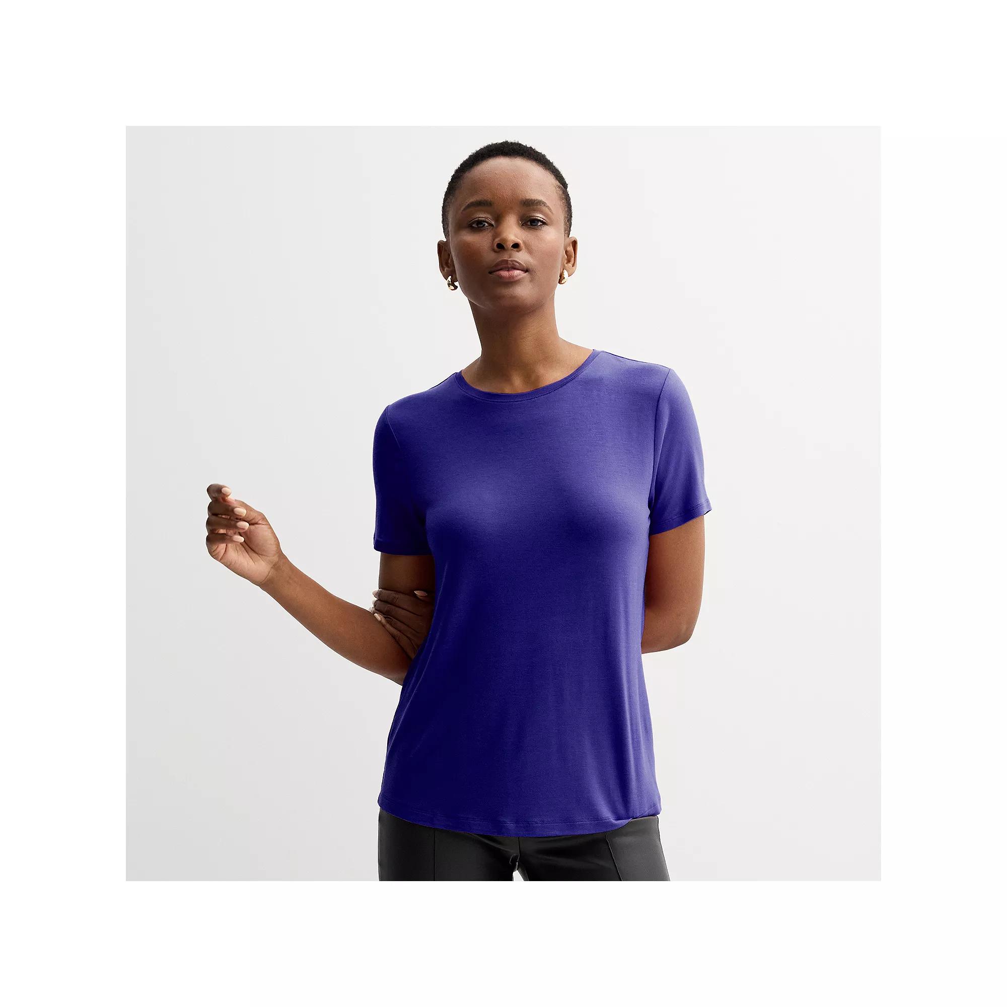Women's Nine West Essential Crewneck Tee, Size: XL, Nikita Purple Product Image