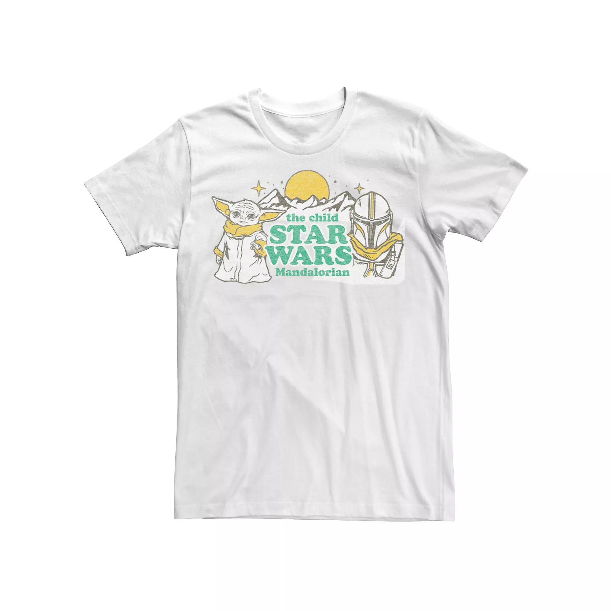 Men's Star Wars The Mandalorioan Throw Back Child Grogu & Mando Tee,  Product Image
